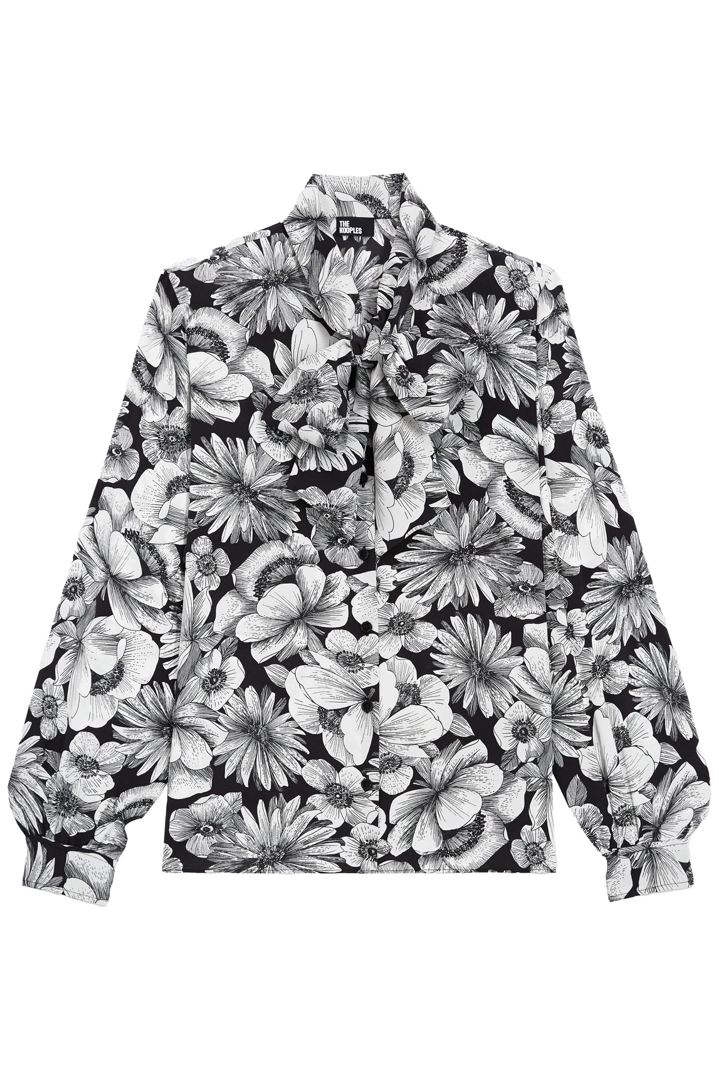 LONG-SLEEVED SHIRT WITH LAVALIERE COLLAR BLACK WHITE 5