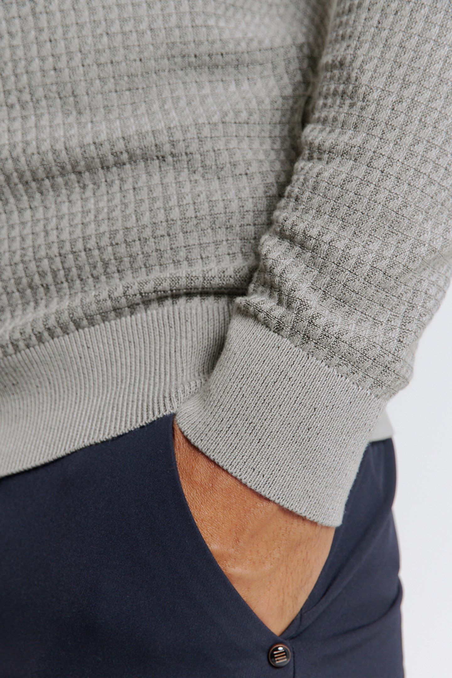 PULLOVER CREWNECK 2 COLOURED WAFFLE JACQUARD GREY 7