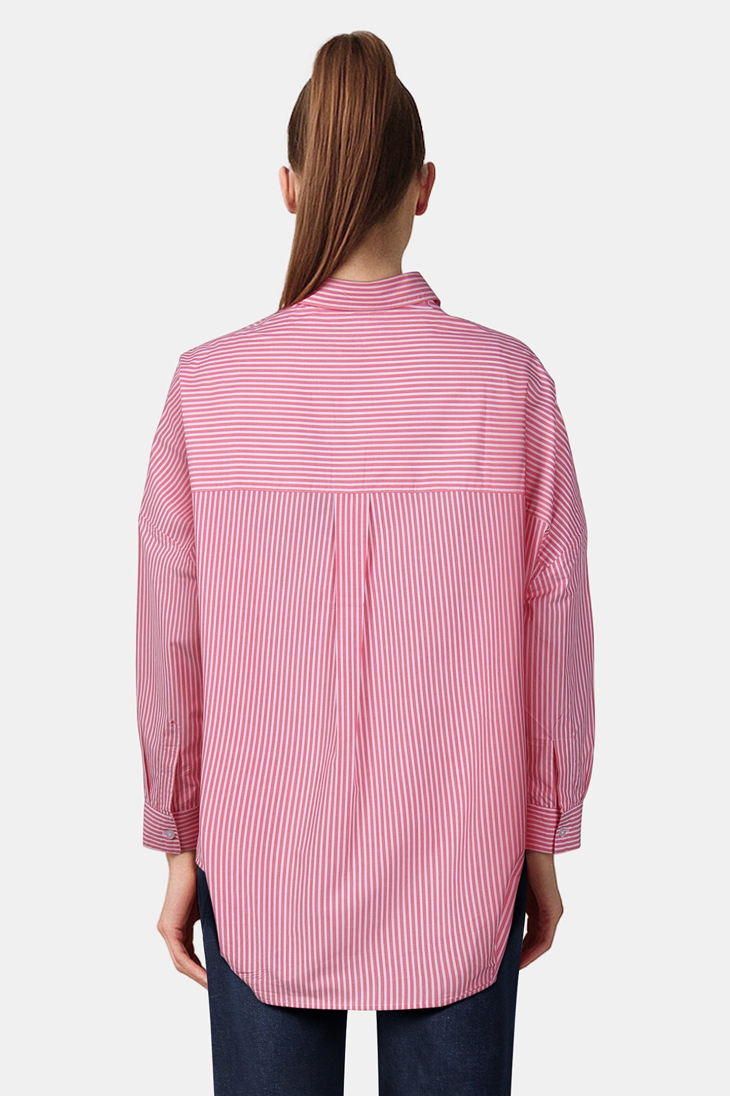 STRIPE POPLIN LONG SLEEVE POPOVER CAMELLIA/WHT TICKSTP 2
