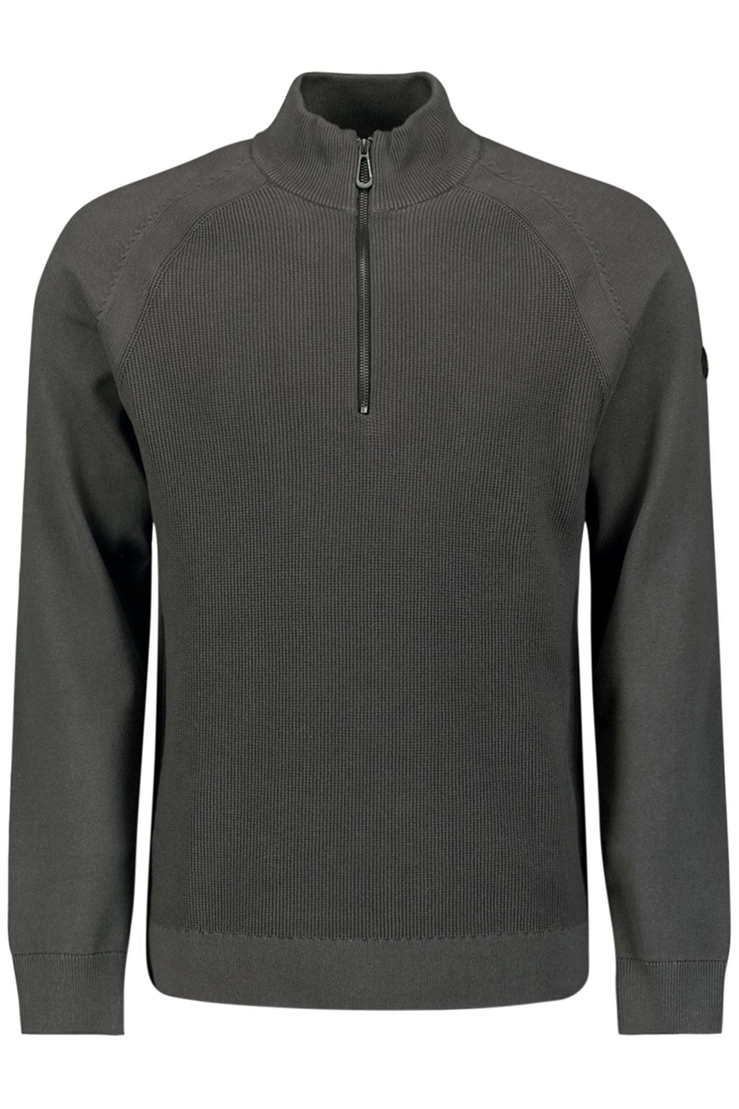PULLOVER HALF ZIPPER SOLID RELIEF KNIT DARK GREY 1