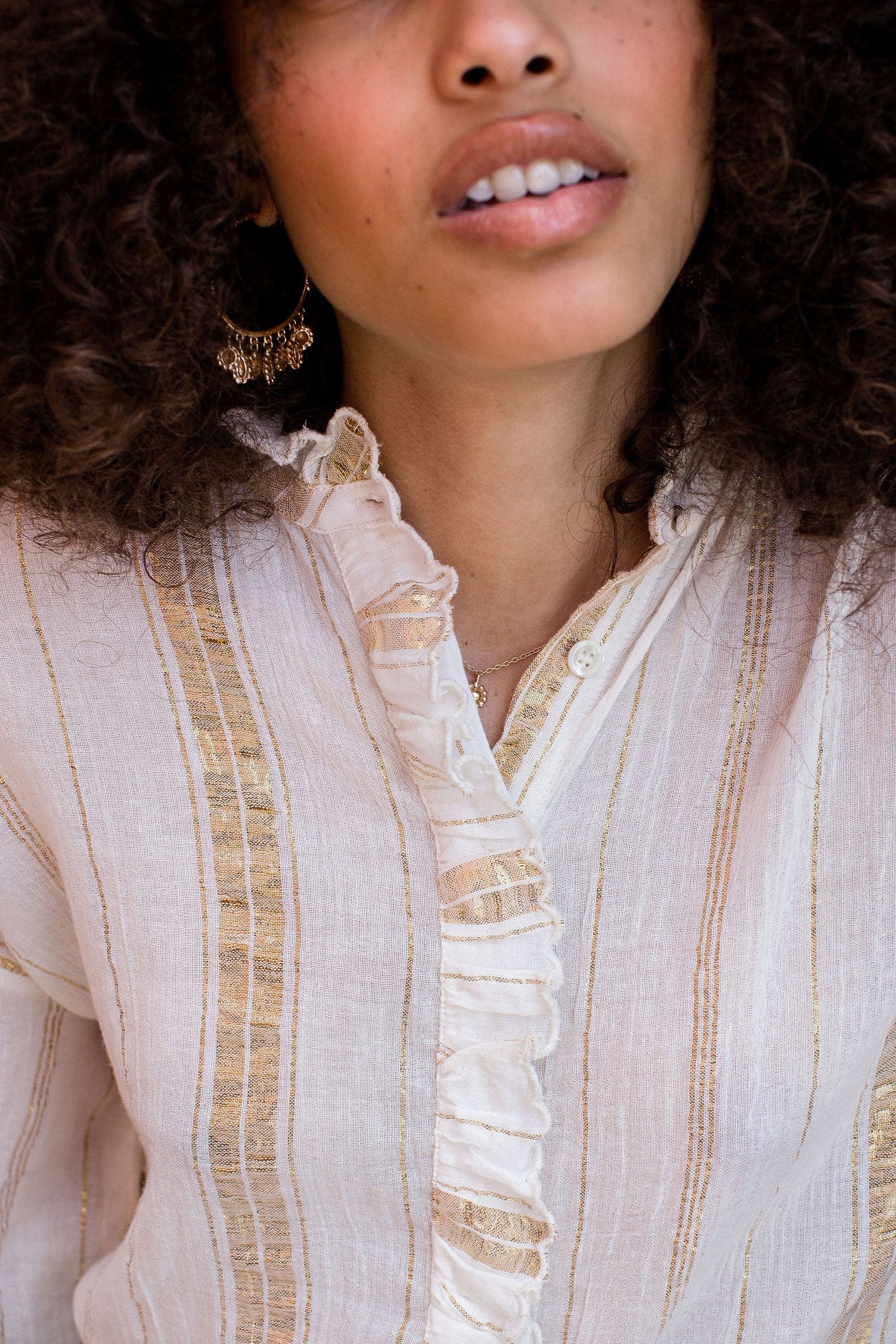 BLOUSE ILONKANIA WHITE & GOLD STRIPES 6