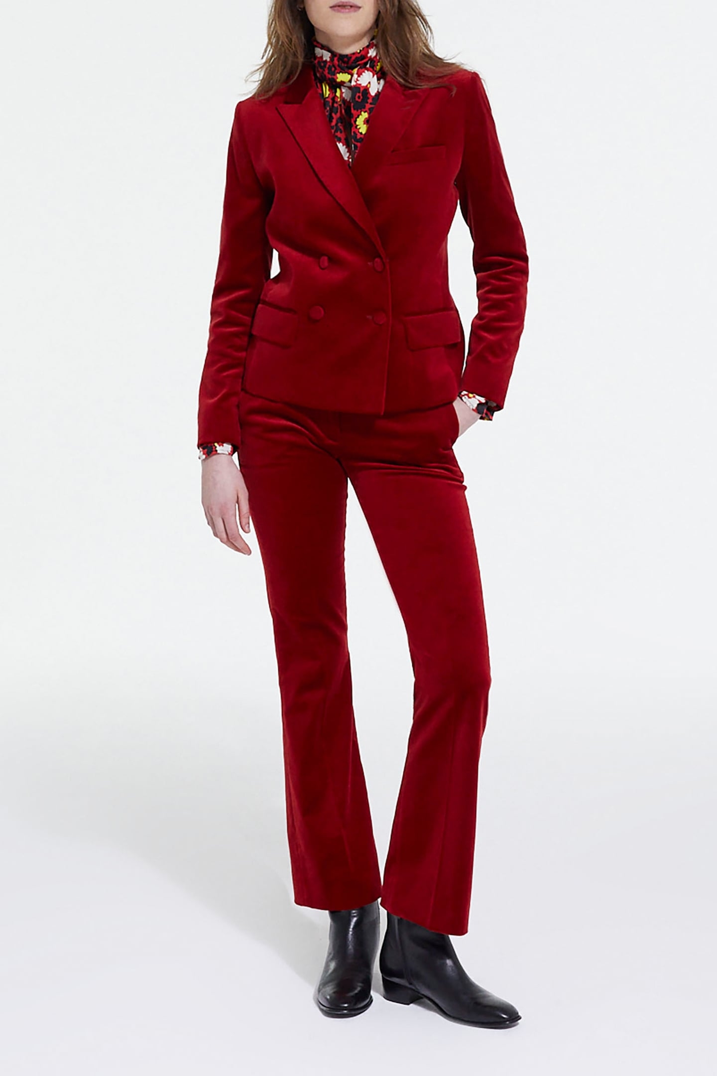 EVASE LOWER DETAIL SUIT PANTS RED 3