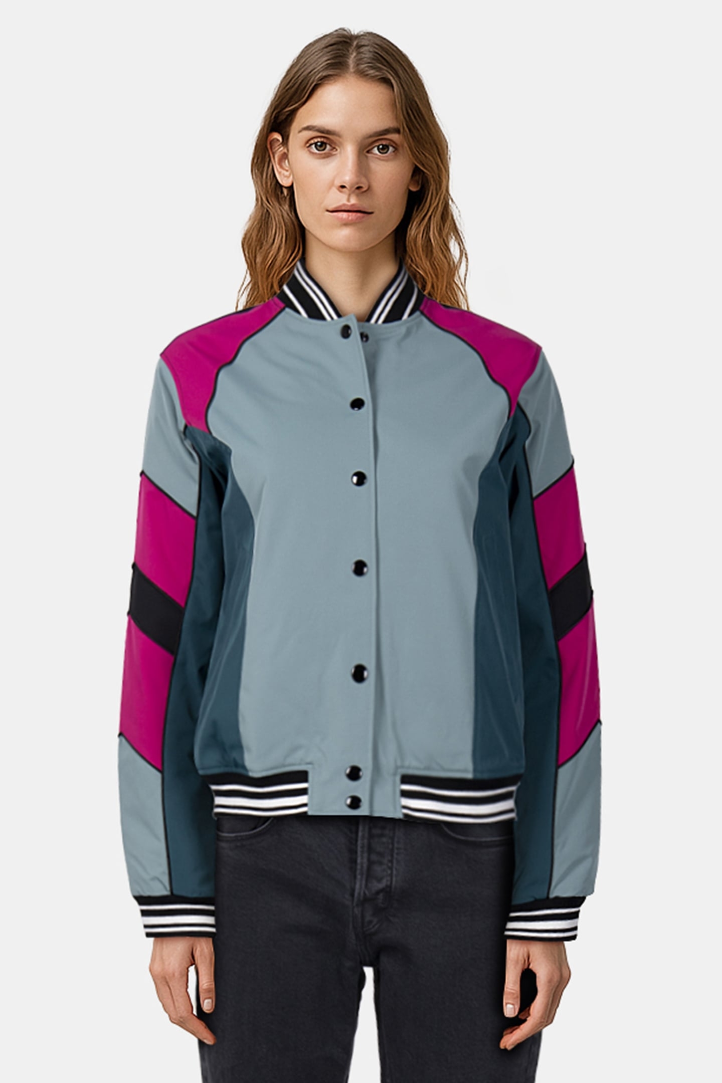 COLORFUL MOTORCYCLE-INSPIRED JACKET CELADON 1