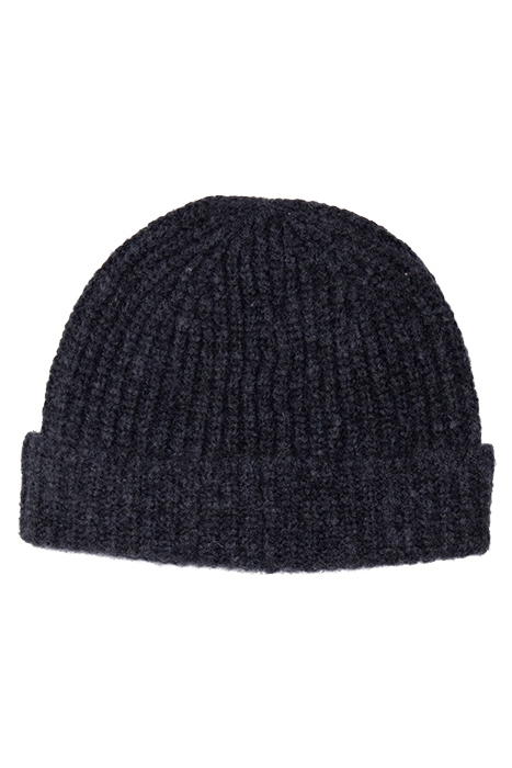 ALPACA WOOL HAT WITH LEATHER PATCH ANTHRACITE MELANGE 2