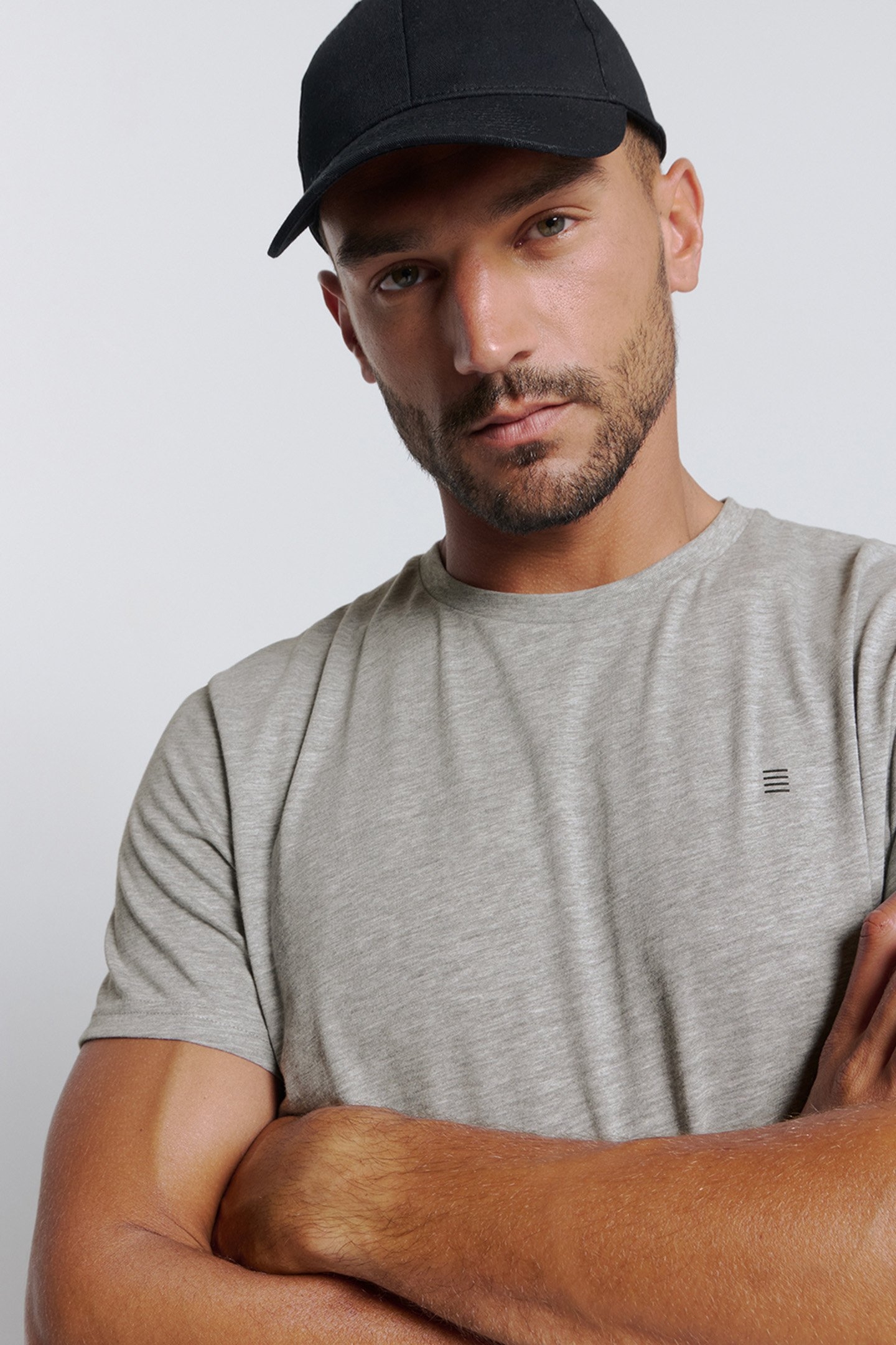 T-SHIRT CREWNECK SOLID BASIC GREY MELANGE 6