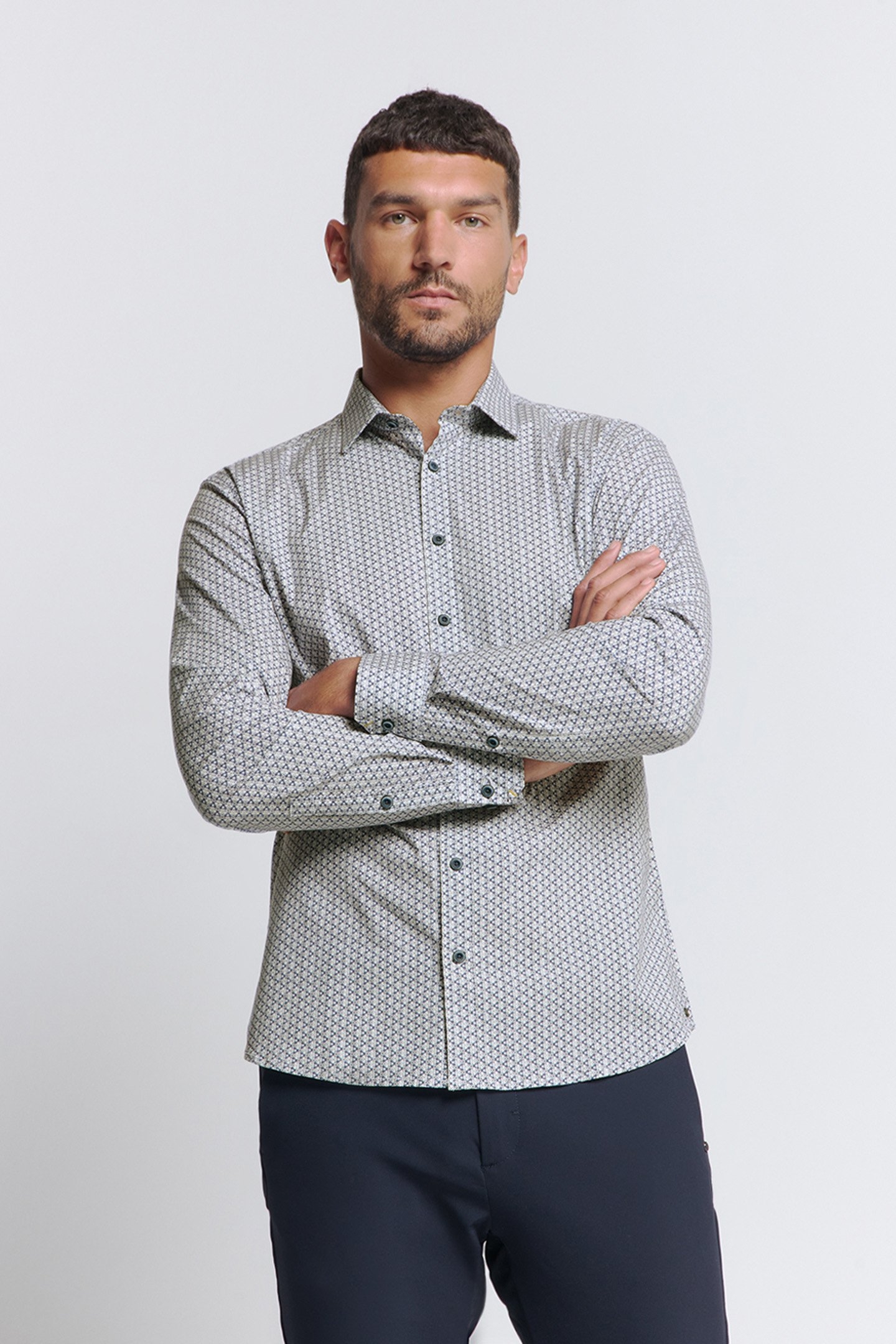 SHIRT STRETCH ALLOVER PRINTED WHITE 1