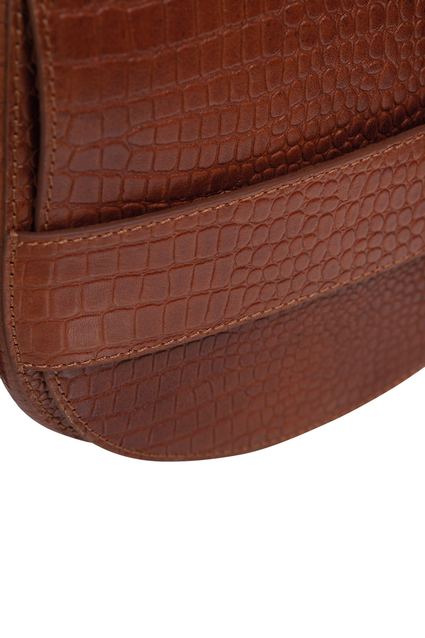 ALIBY TOFFEE-COLORED MESSENGER BAG IN CROCODILE-EFFECT EMBOS 5
