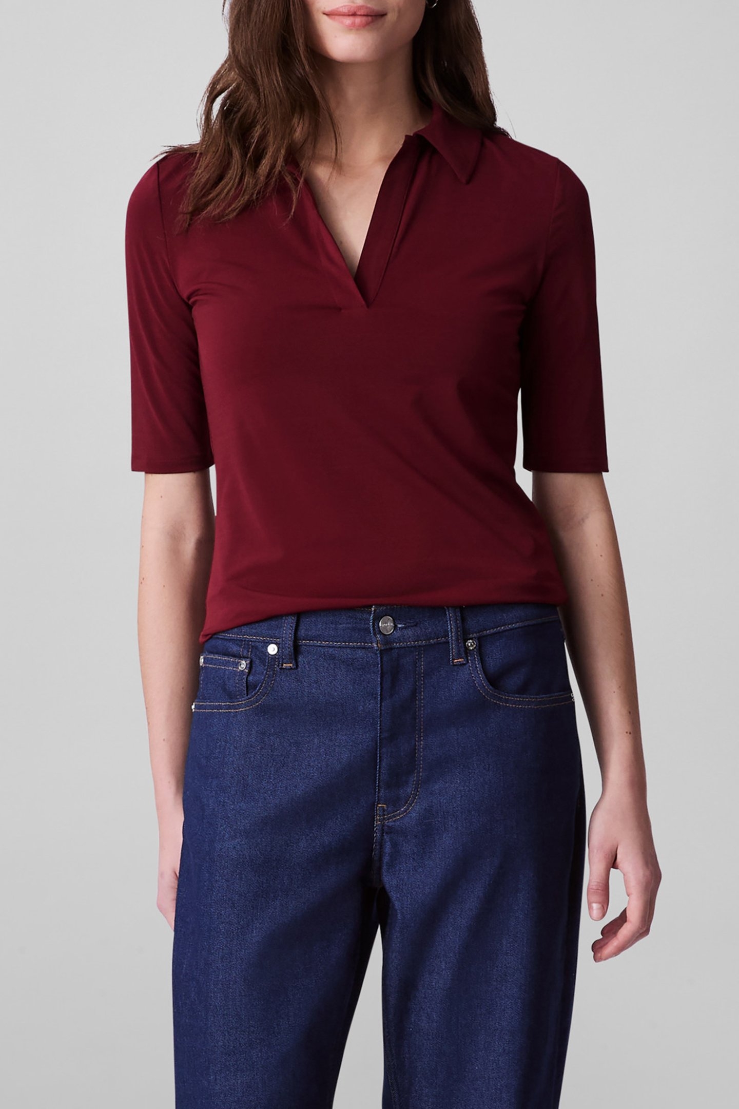 HS CREPE JERSEY POLO DEEP ROUGE 1