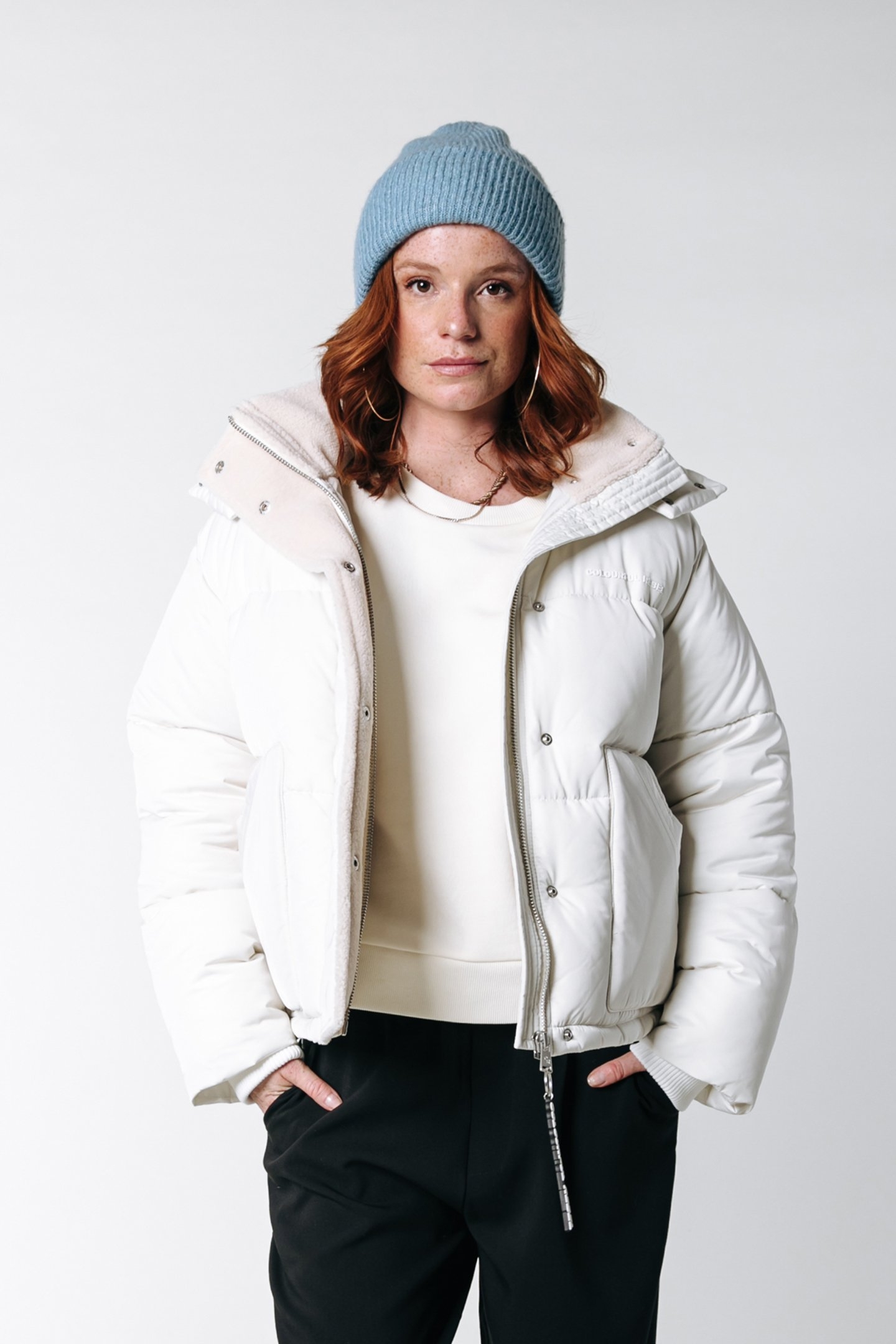 RYA CONTRAST TEDDY PUFFER JACKET OFF WHITE 3