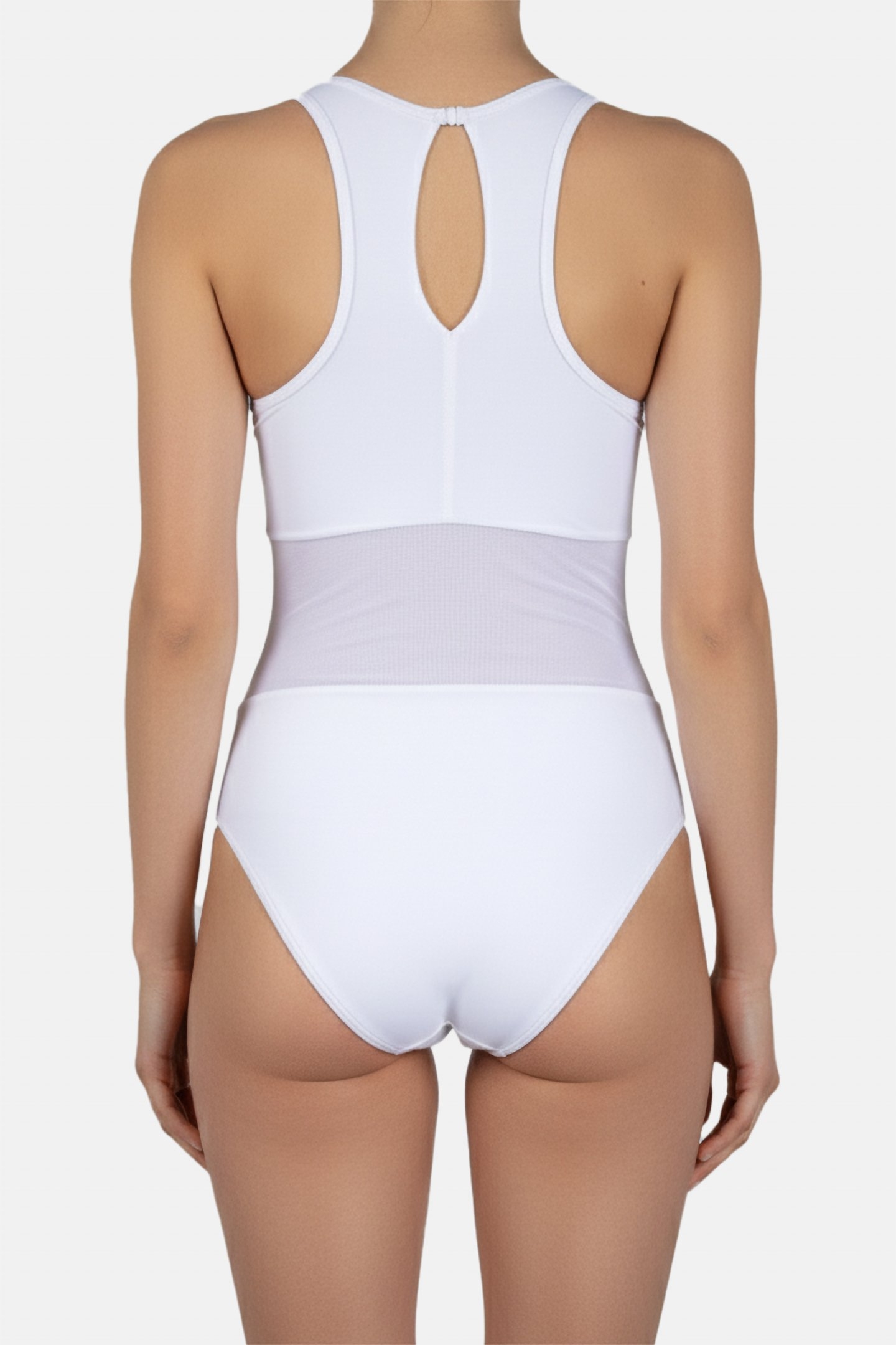WOMEN'S ARENA MESH SWIMSUIT VENT BACK GR WHITE 2