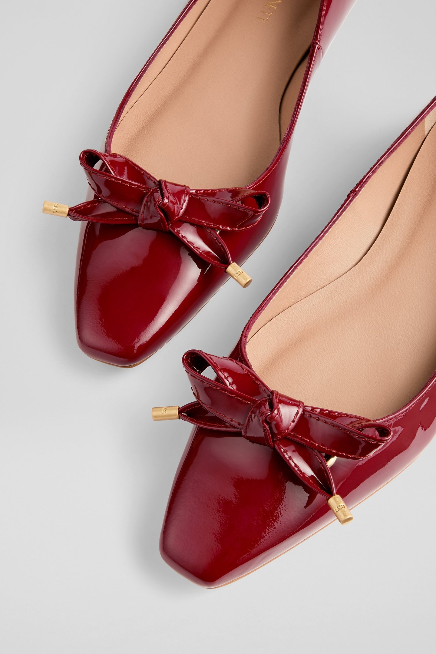 FL MABEL EYELET BOW FLAT RED 4