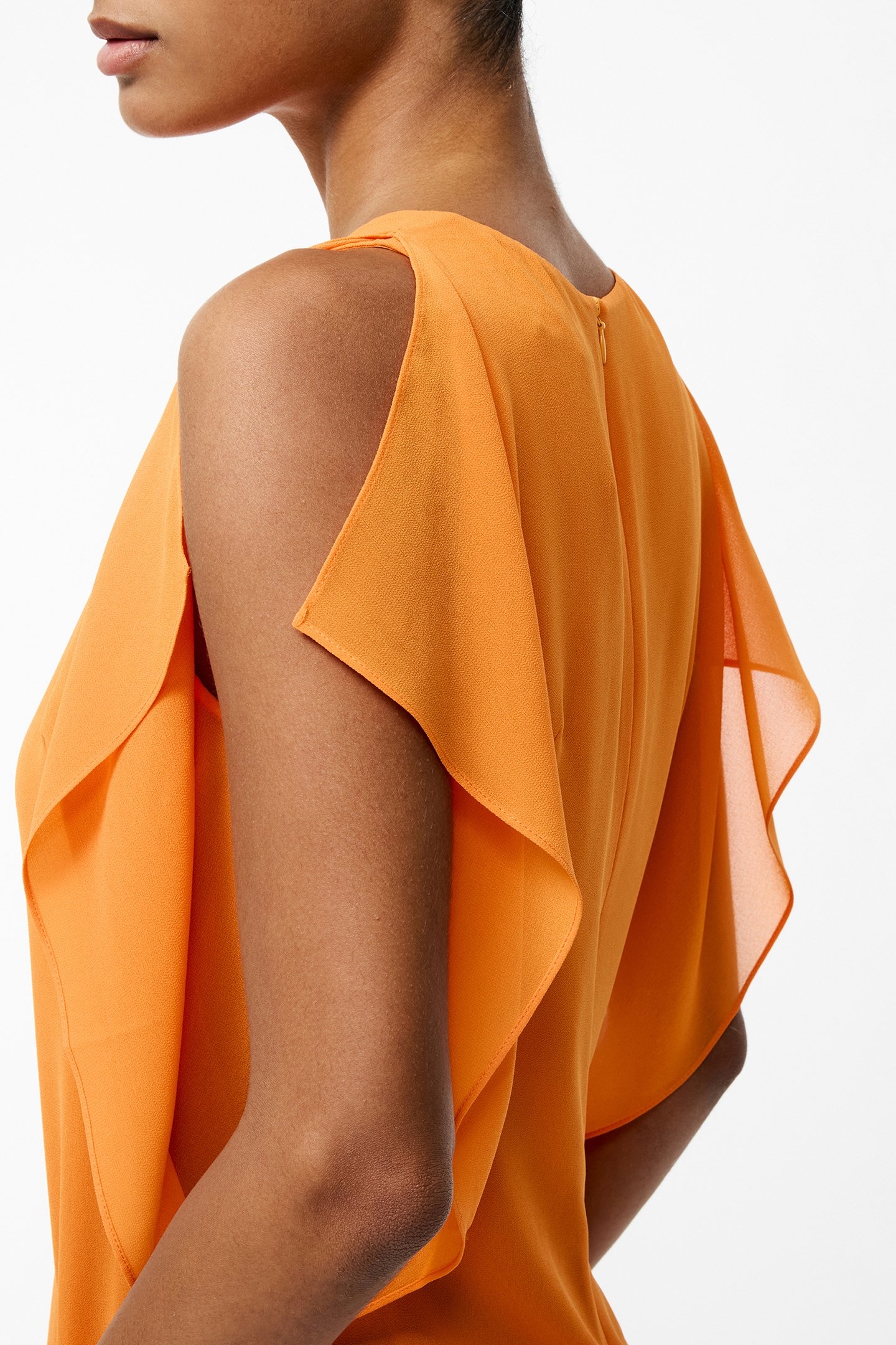 EDEN GEORGETTE FLUTTER SLV TOP PAPAYA ORANGE 4