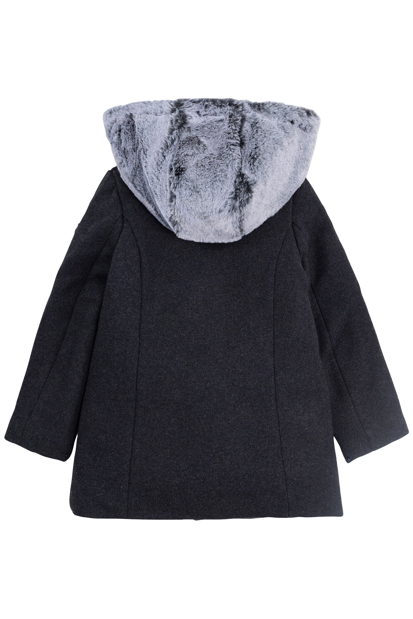 GREY COAT WITH REMOVABLE HOODED TRIM FOR GIRLS 2