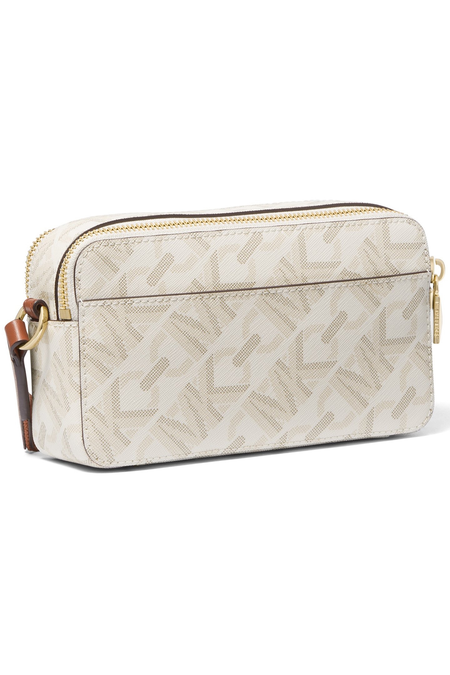 SMALL DOUBLE ZIP CAMERA CHAIN CROSS BODY BAG IN CREAM /BROWN 3