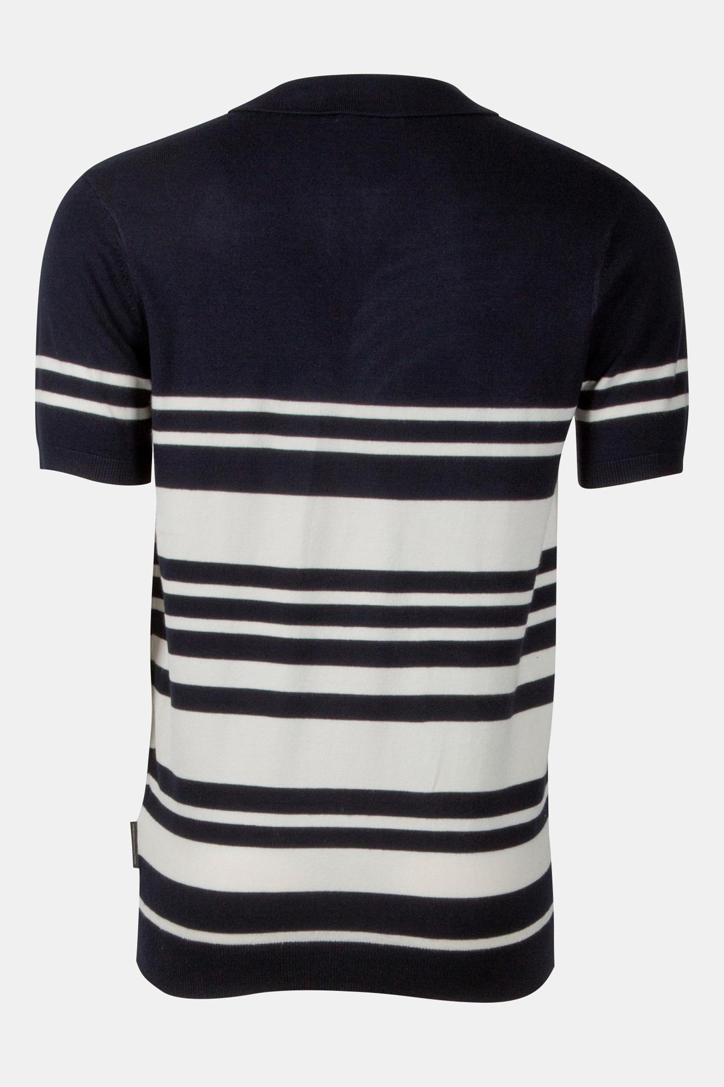 LUX STRIPE POLO SHORT SLEEVE MARINE/ECRU 4