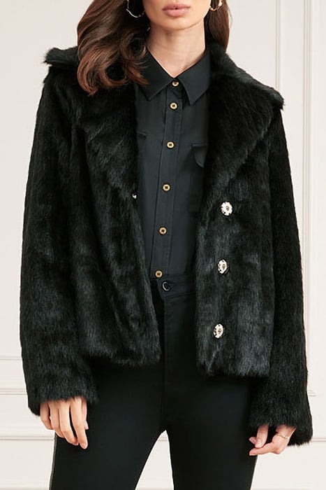 MARCIANO- CAROLINE JACKET JET BLACK FAUX FUR 1
