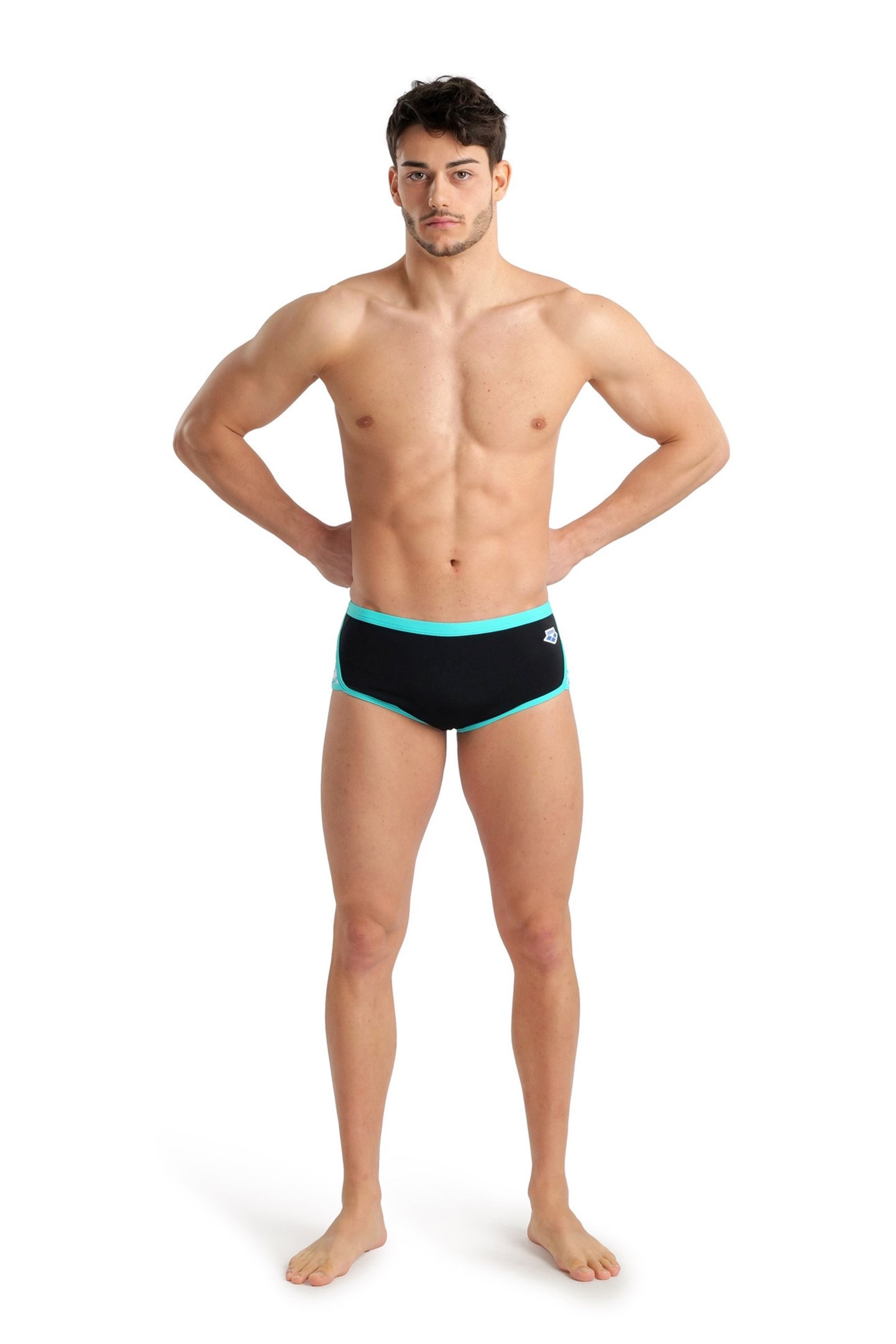MEN'S ARENA ICONS SWIM LOW WAIST SHORT L BLACK WHITE BLUE DI 3