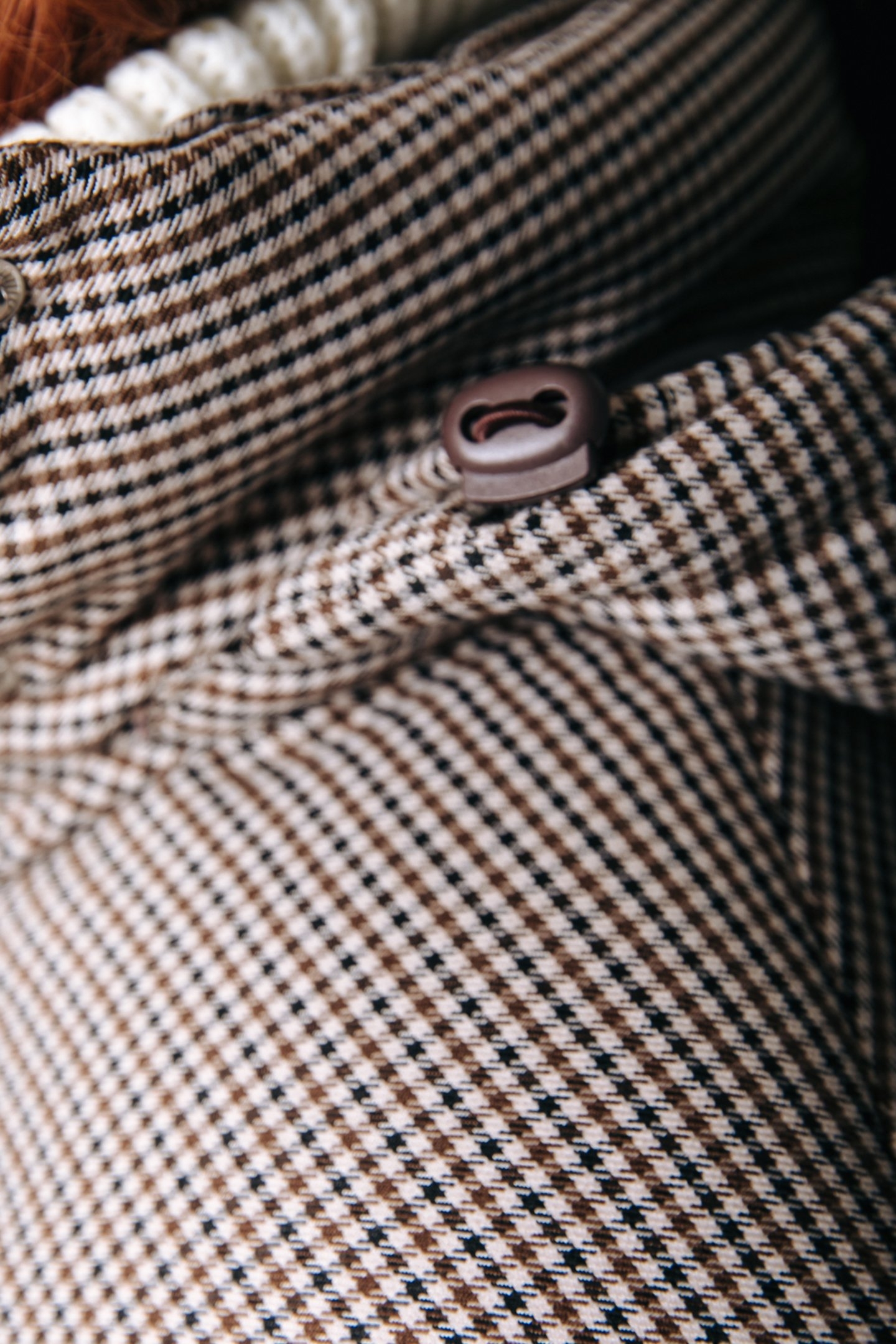 ZYA DOGTOOTH CROPPED PUFFER JACKET BROWN 6