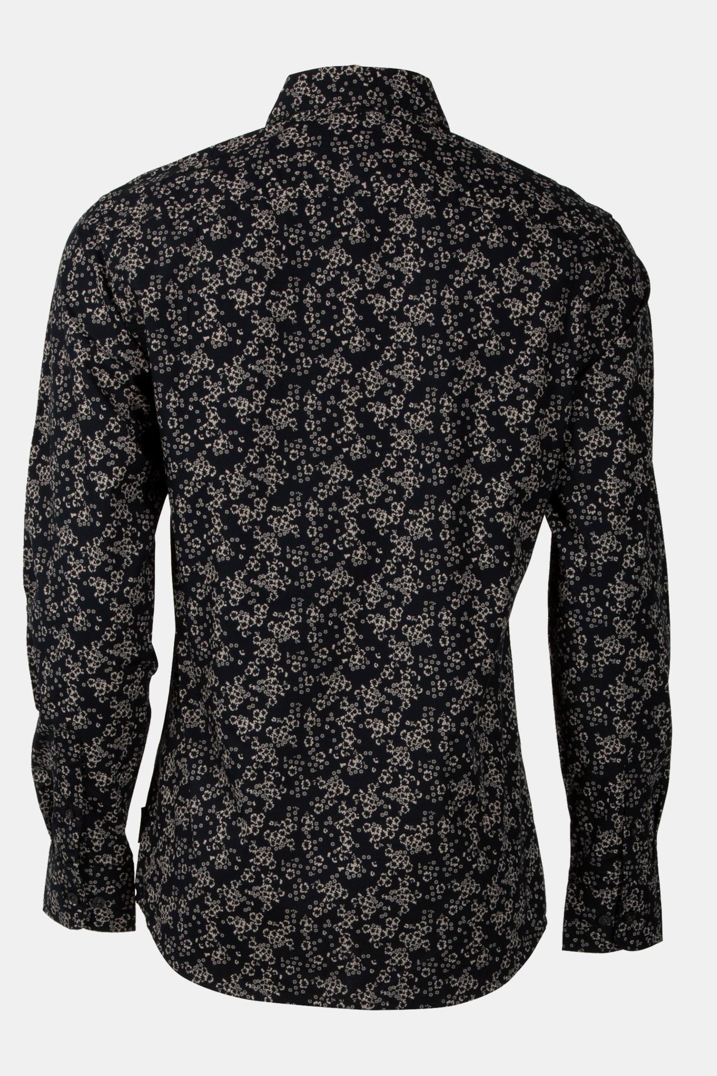 FLORAL CUT LONG SLEEVE SHIRT BLACK/STONE 4