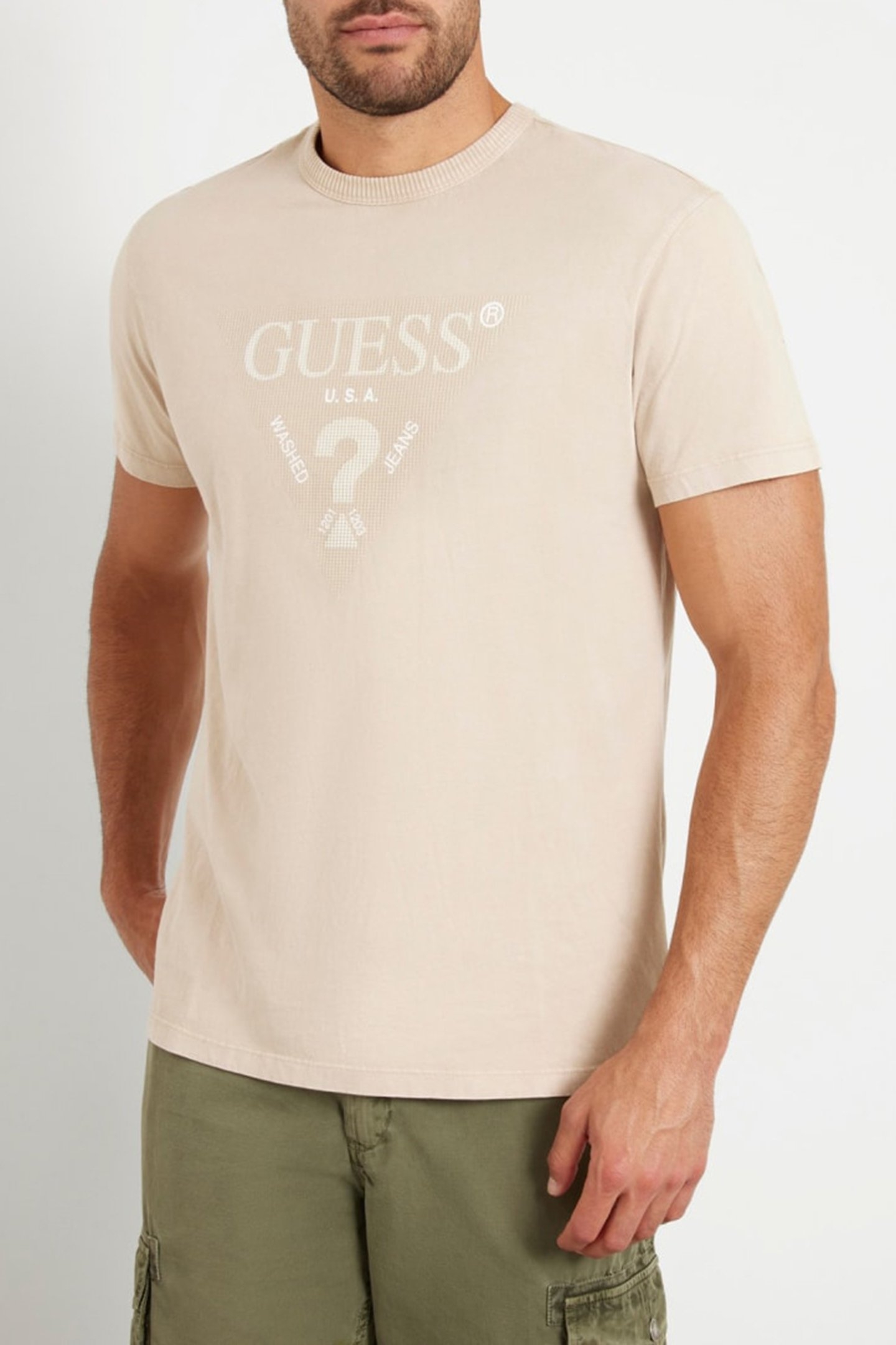 GUESS ECO SS CN TREATED TRIANG BEIGE BLANCO 1
