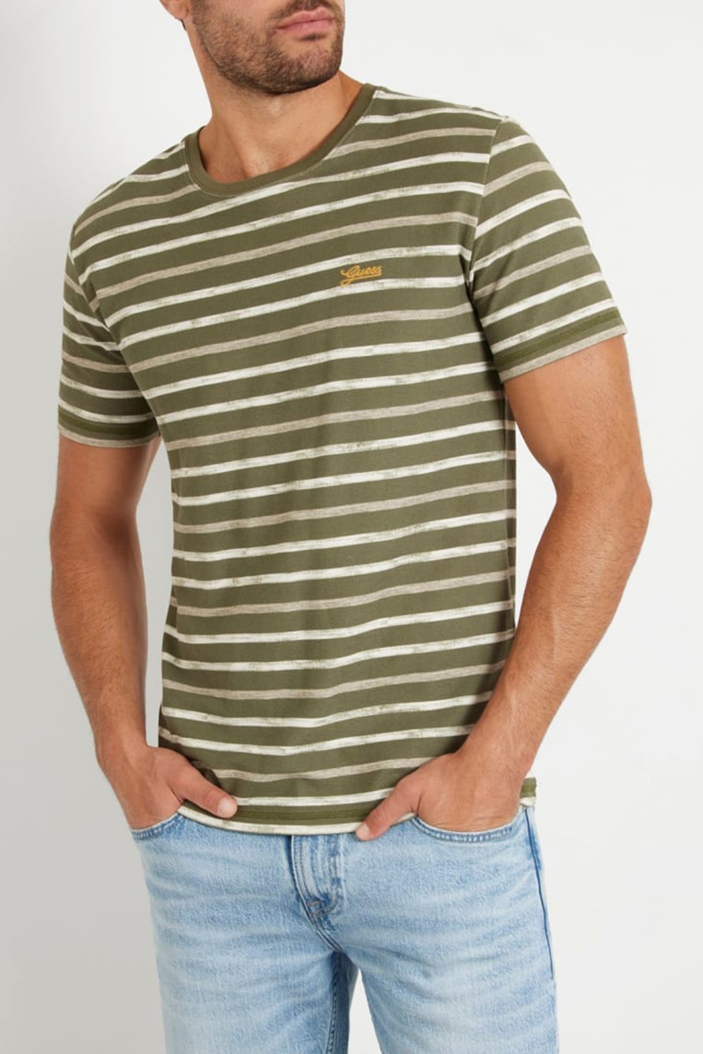 SS CN STRIPED TEE OLIVE/HAZEL/PEARL WH 1