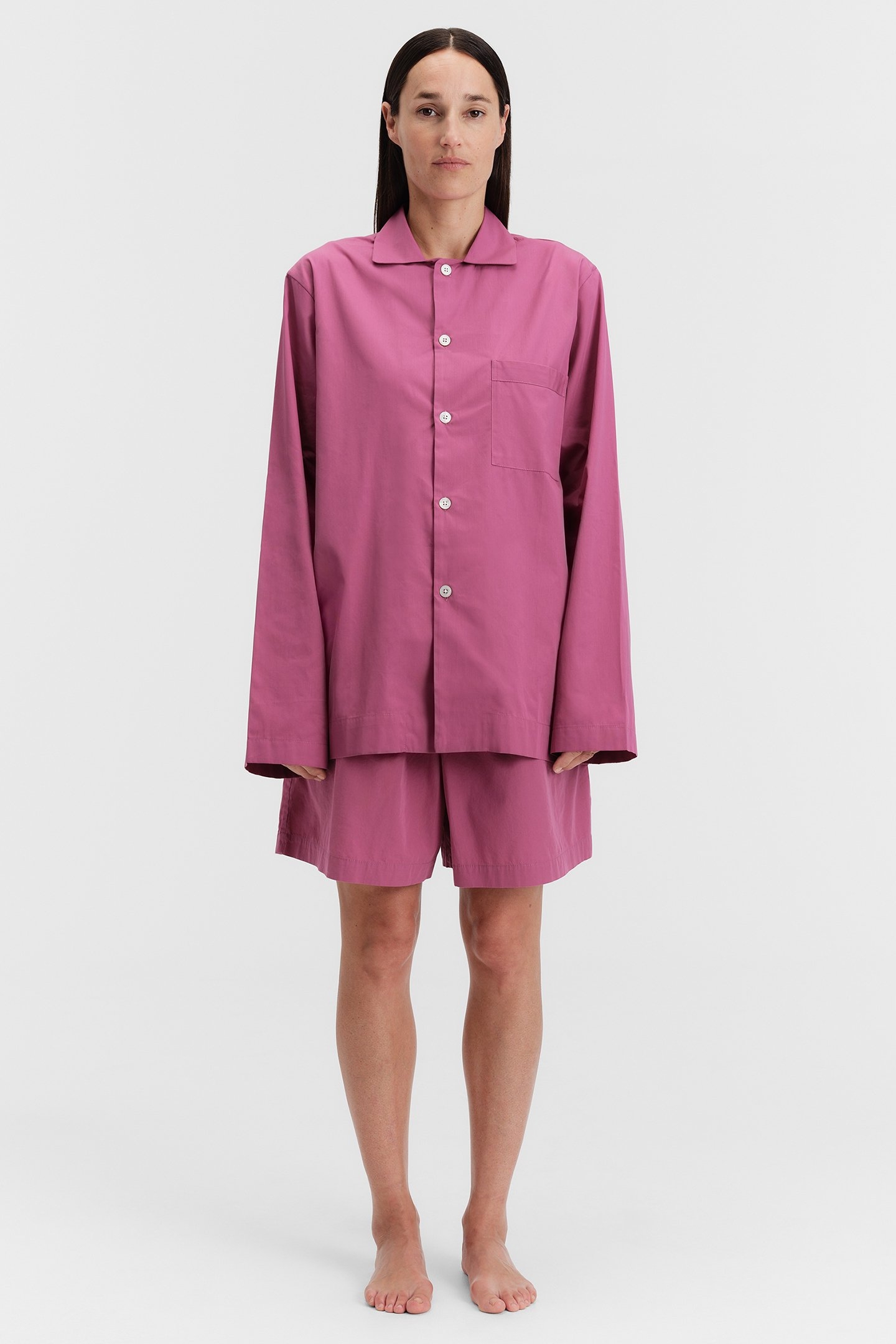 UNISEX POPLIN PYJAMAS SHORTS LINGONBERRY 2