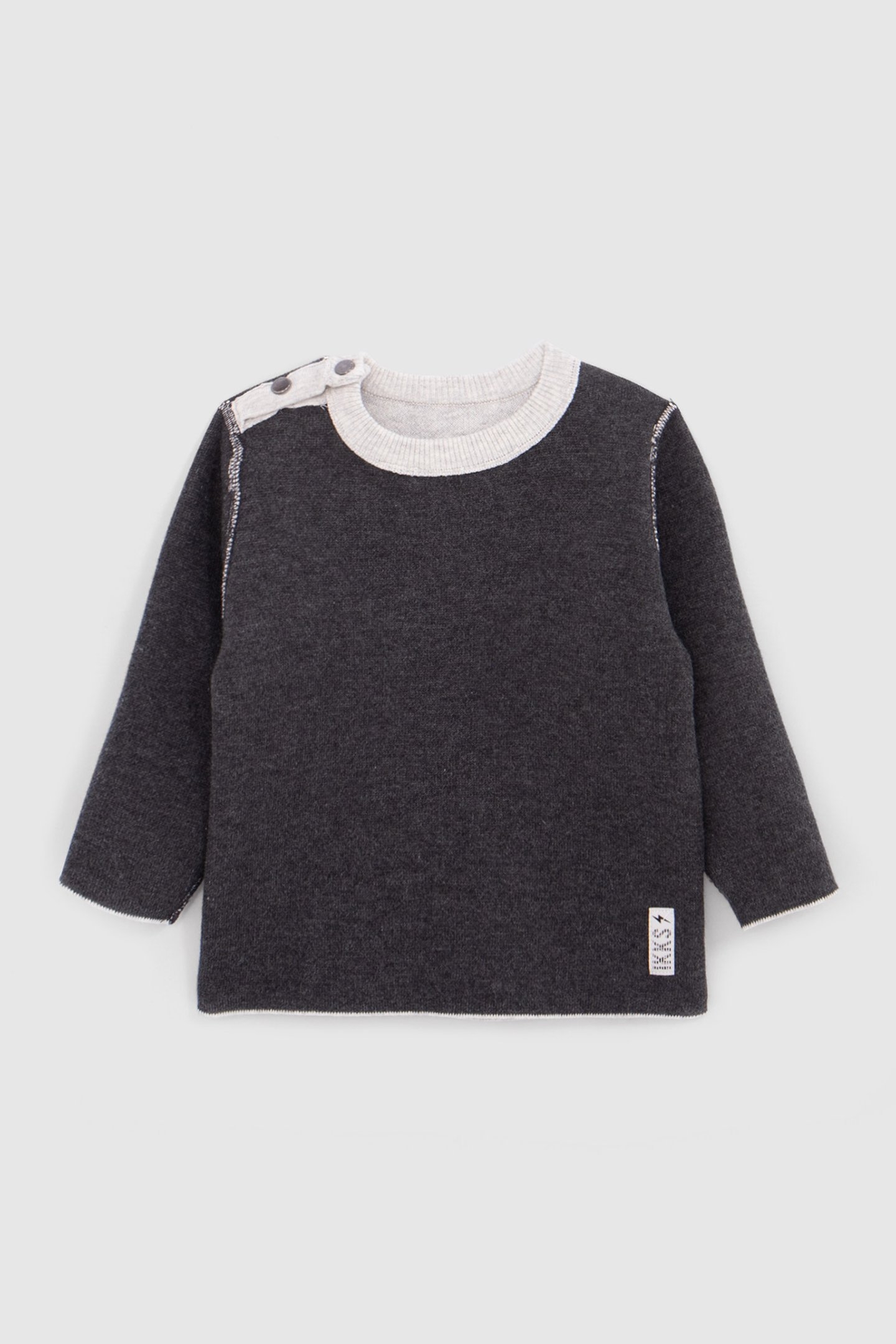 REVERSIBLE KNITTED SWEATER GREY AND DARK GREY BABY BOY 2