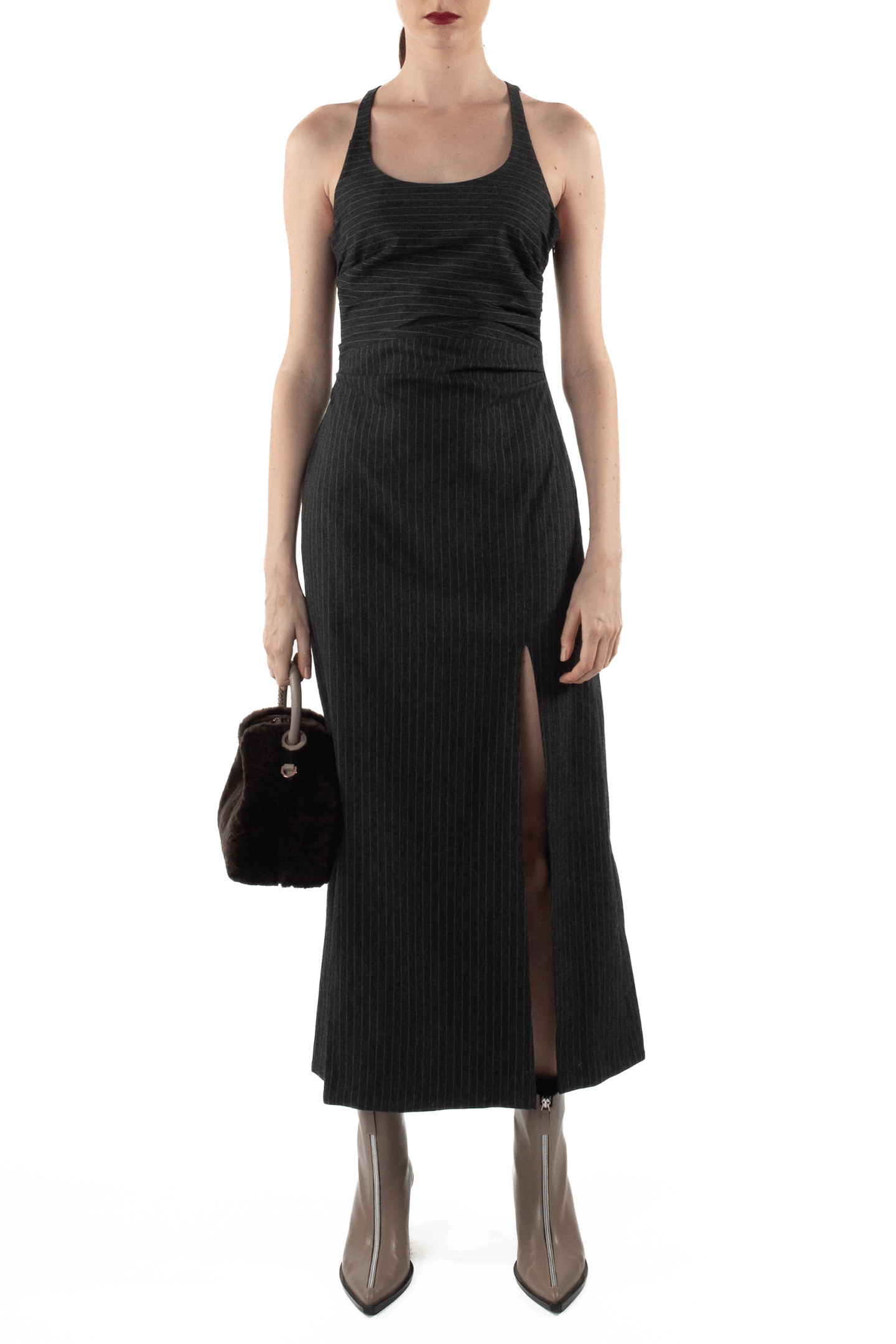 STRAPS DRESS GREY LILAC 1