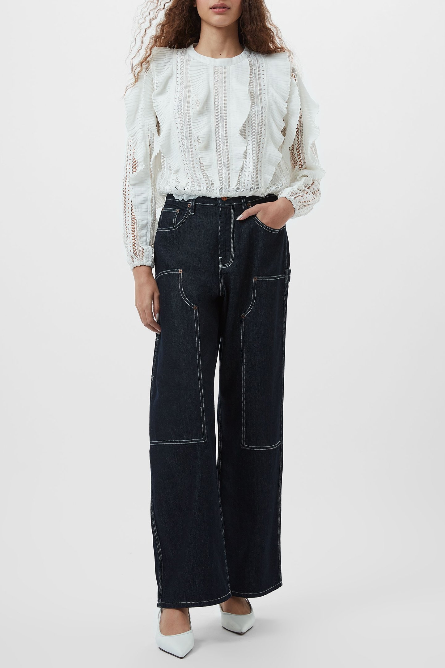 ANNIKA LACE FRILL TOP SUMMER WHITE 1