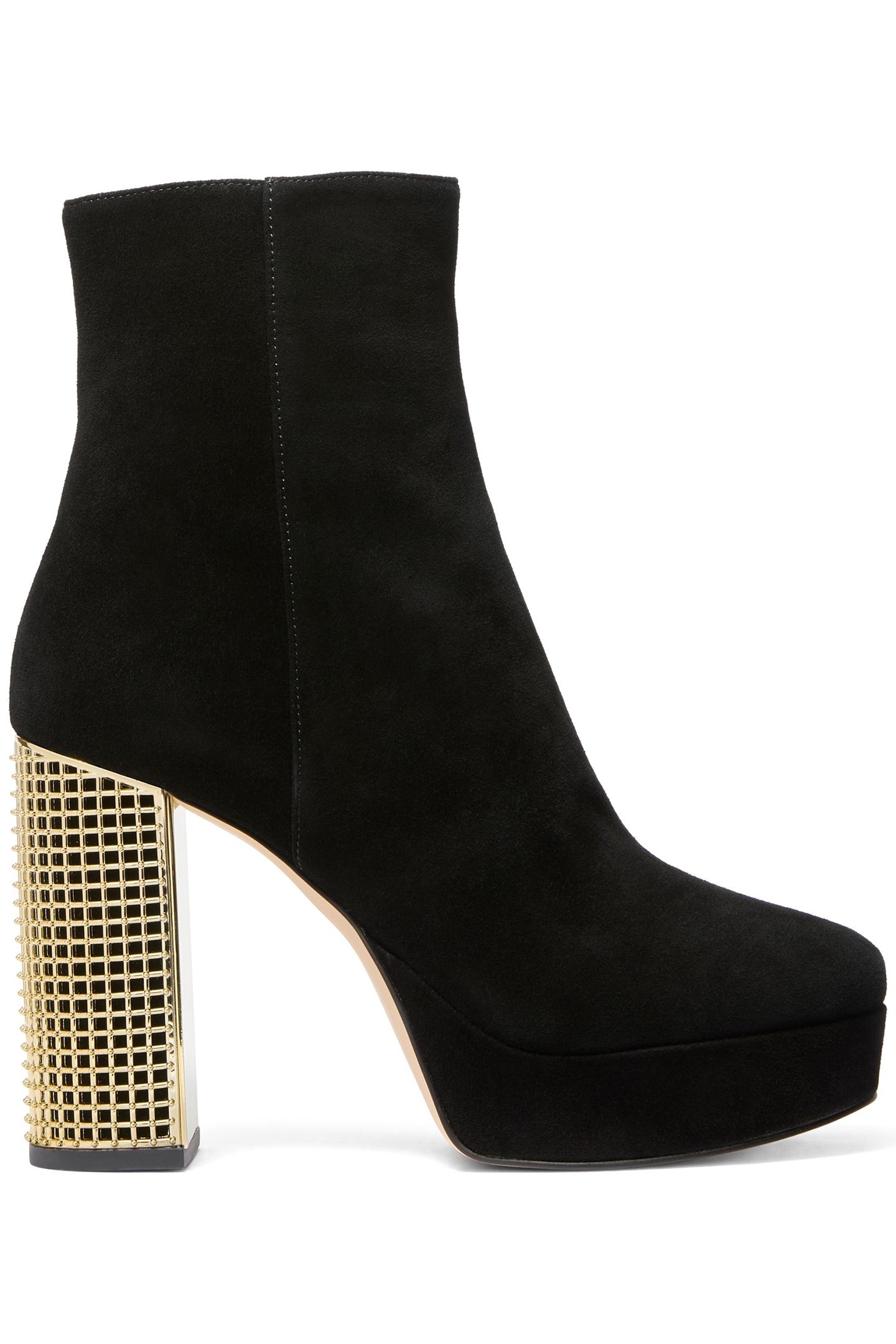 MAXINE PLATFORM BOOT IN BLACK WITH GOLD HEEL 1