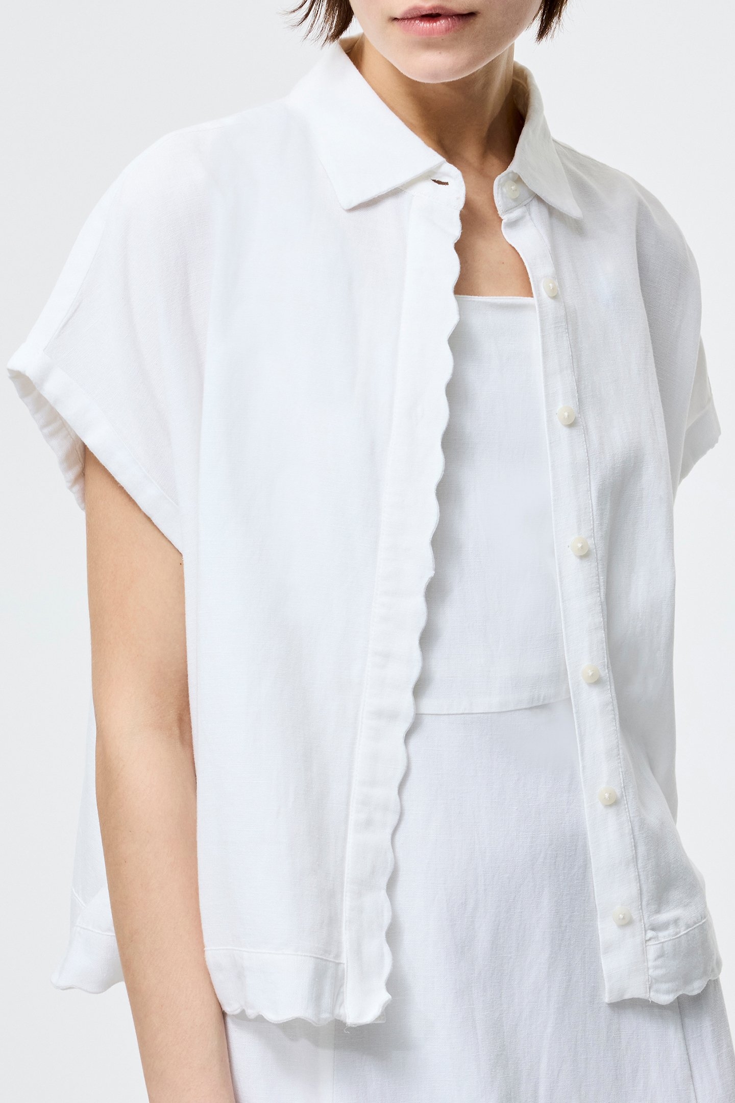 ARIETTE LINEN SHORTS SLV SHIRT LINEN WHITE 3