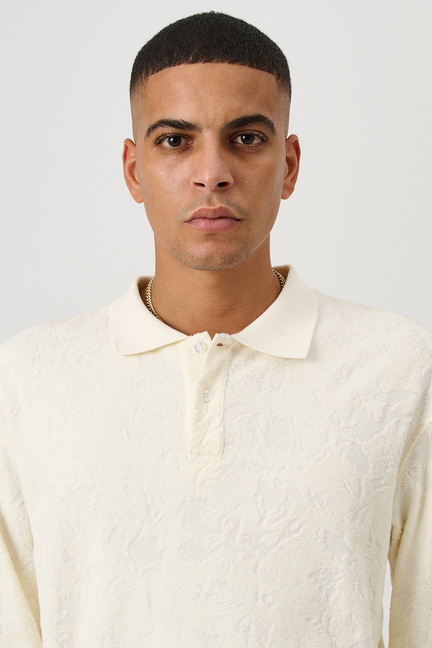 ROBERT PLUSH L/S POLO SHIRT OFF WHITE 7