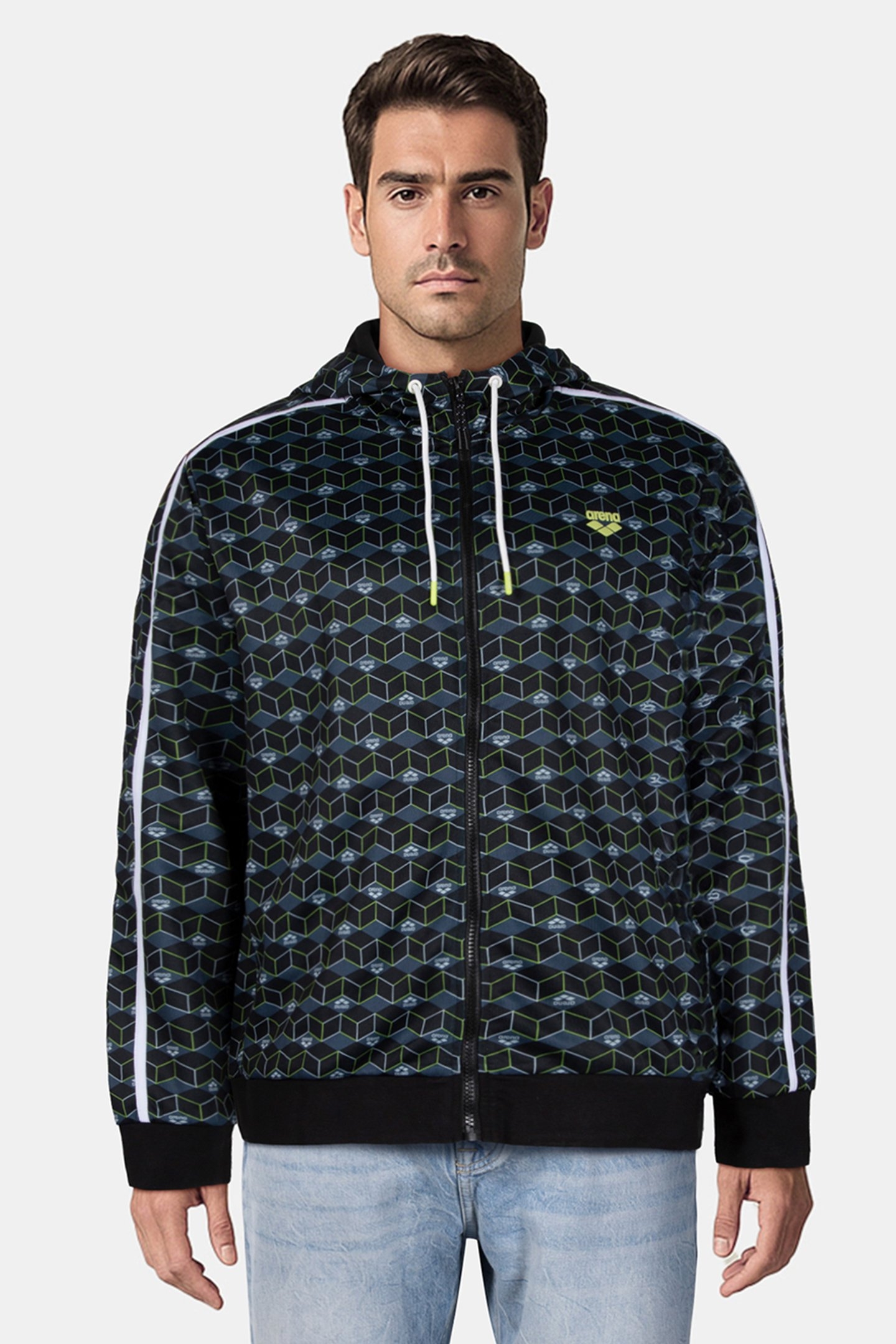 MAN HOODIE FULL ZIP A-AFM819S23 BLACK AOP 1