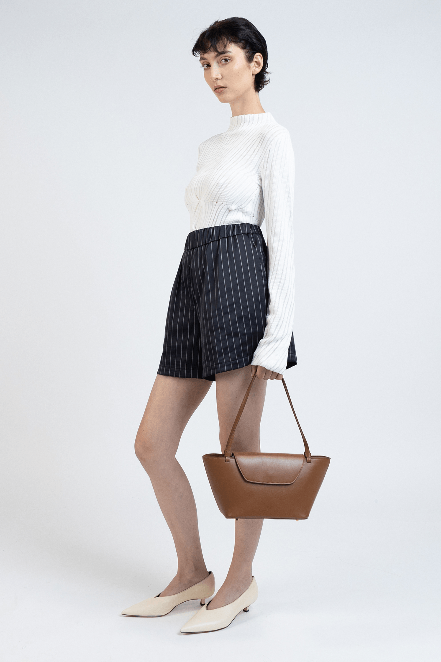 SILK SHORTS STRIPED NAVY/WHITE 2