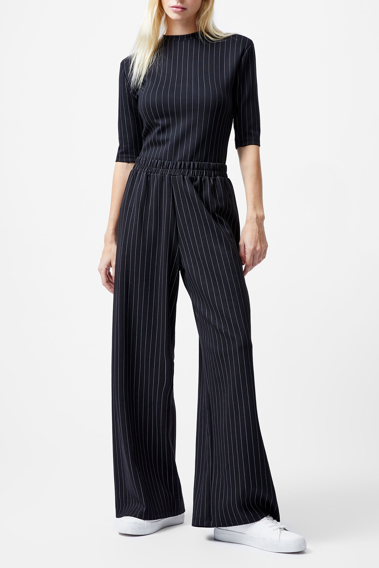 REGINA JERSEY WIDE LEG TROUSER BLACK/WHITE 3