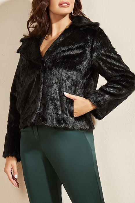 MARCIANO- CAROLINE JACKET JET BLACK FAUX FUR 5
