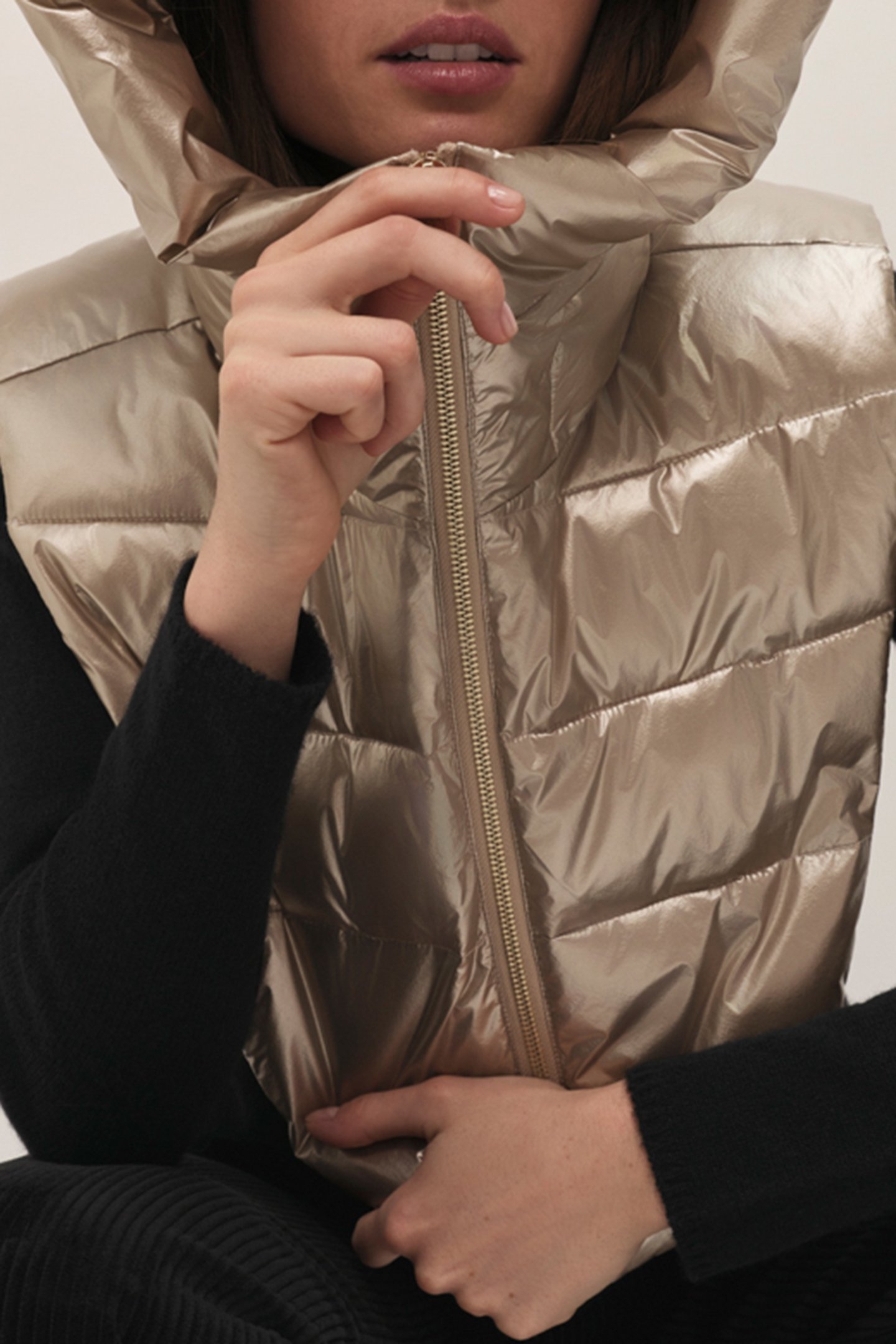 ARRY - GOLD QUILTED NYLON DOWN JACKET WITH DUPONT™ SORONA® 3