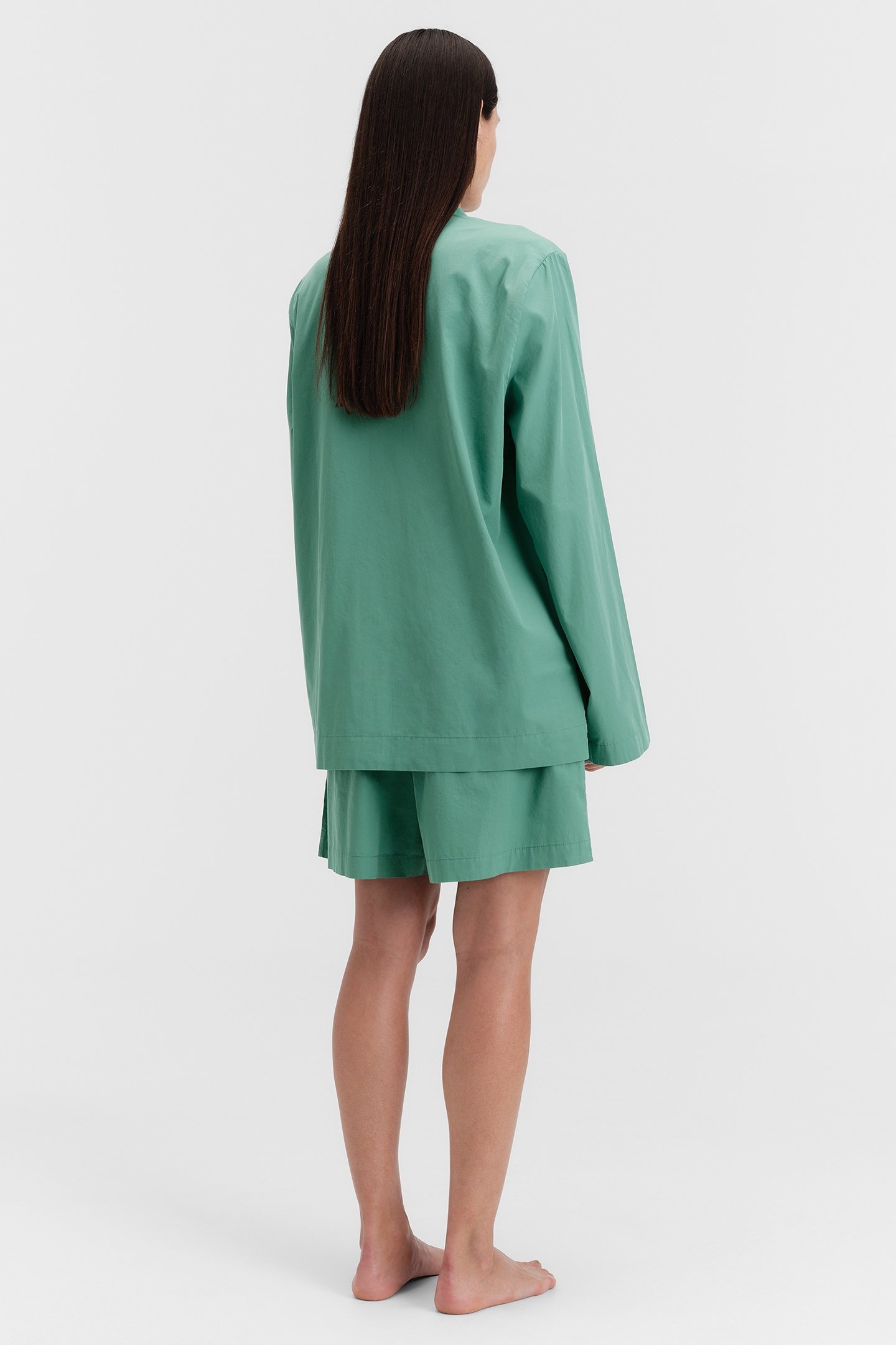 UNISEX POPLIN PYJAMAS SHORTS VINTAGE GREEN 3