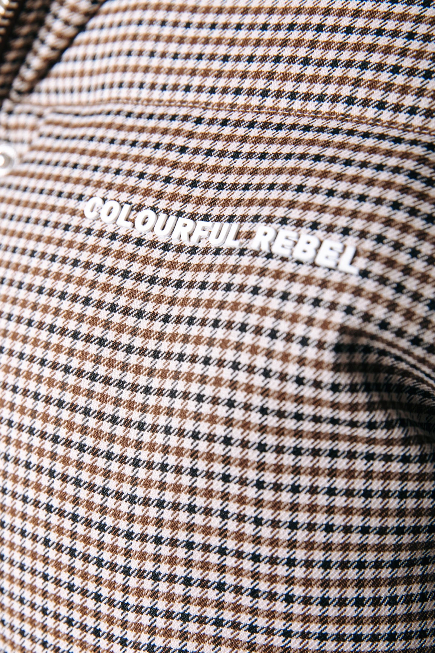 ZYA DOGTOOTH CROPPED PUFFER JACKET BROWN 7