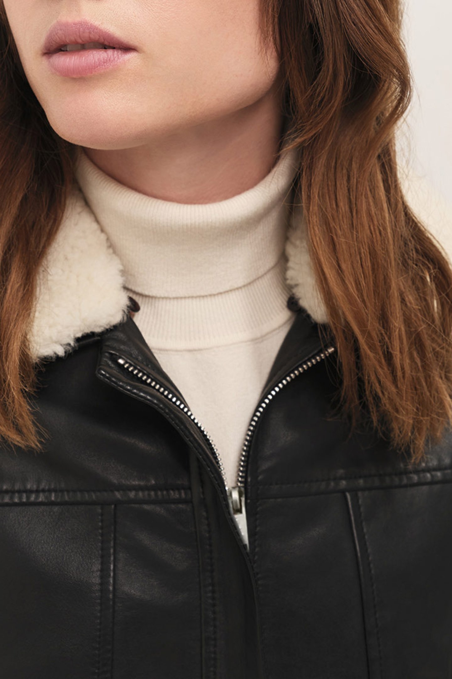 DAMIAN - BLACK LEATHER AVIATOR-STYLE JACKET WITH REMOVABLE S 6