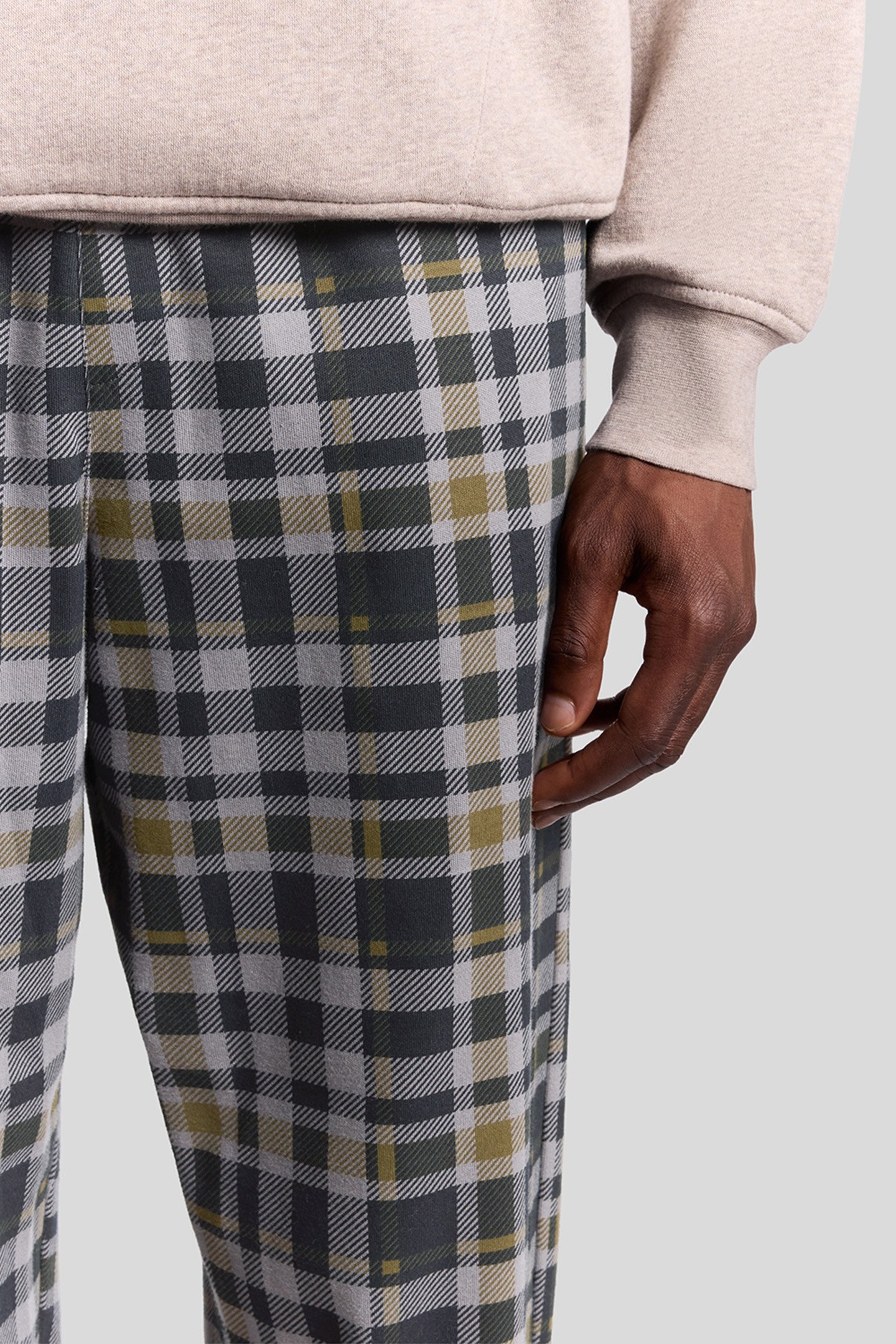 LOUNGEWEAR JERSEY CHECK PANT OLIVE 5