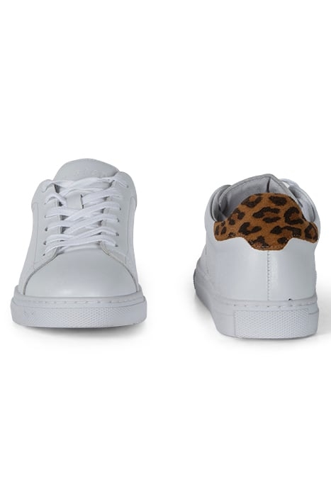 O.OEILLET - WHITE LEATHER LOW-TOP SNEAKERS WITH GREEN CUTOUT 2