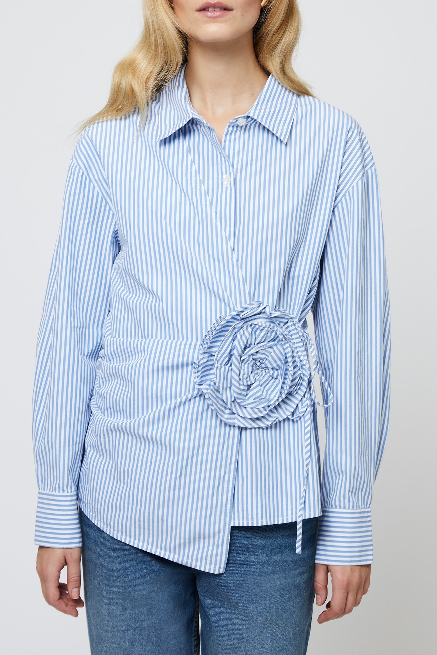 CAMBRIA COT STRIPE CORSA SHIRT BLUE/WHITE 1