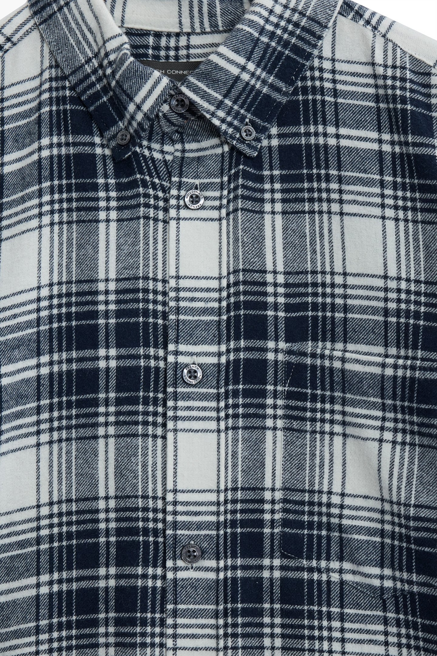 SCOT FLANNEL LS ECRU/MARINE 3