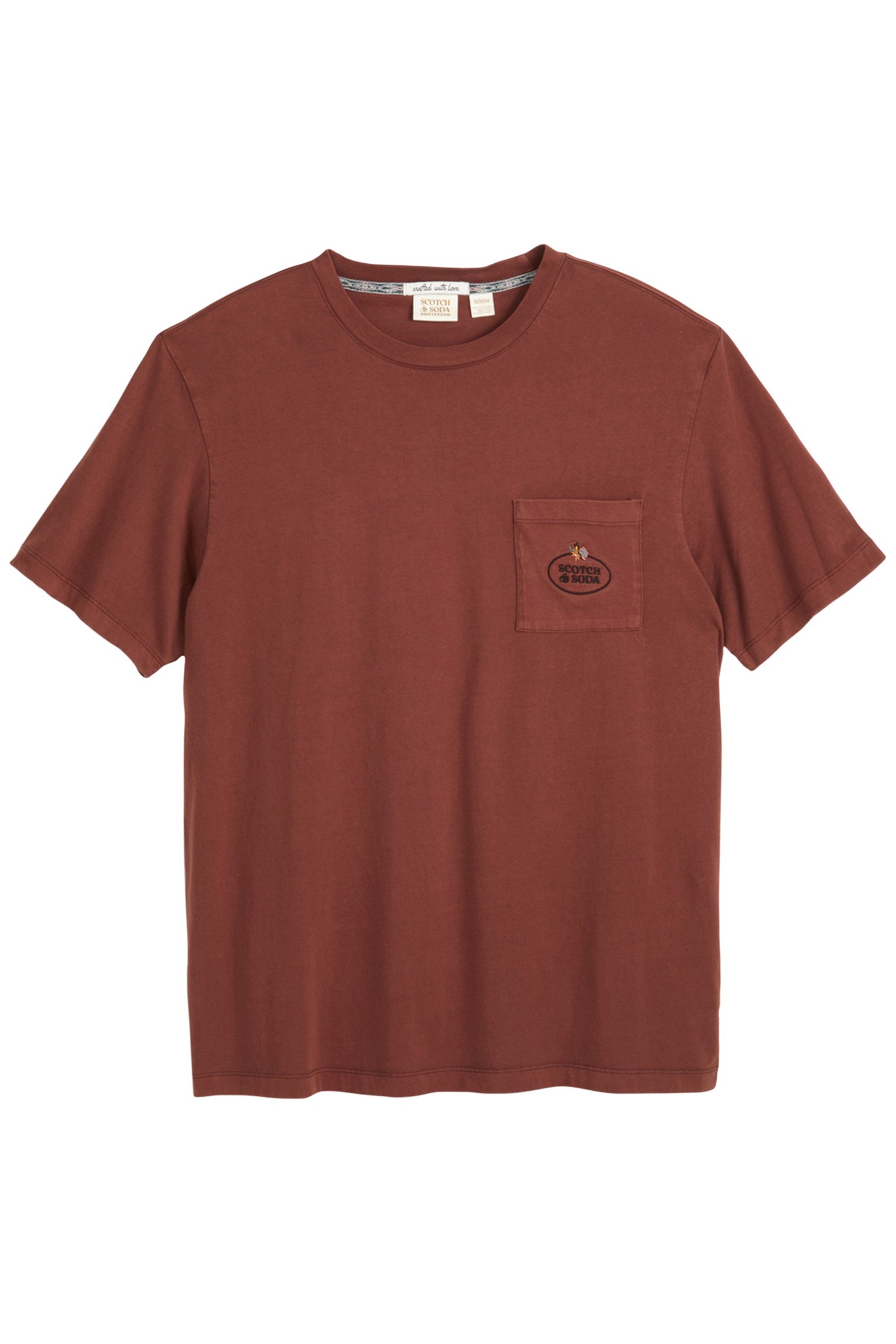 GARMENT DYED SS POCKET TEE BROWN/RED 1