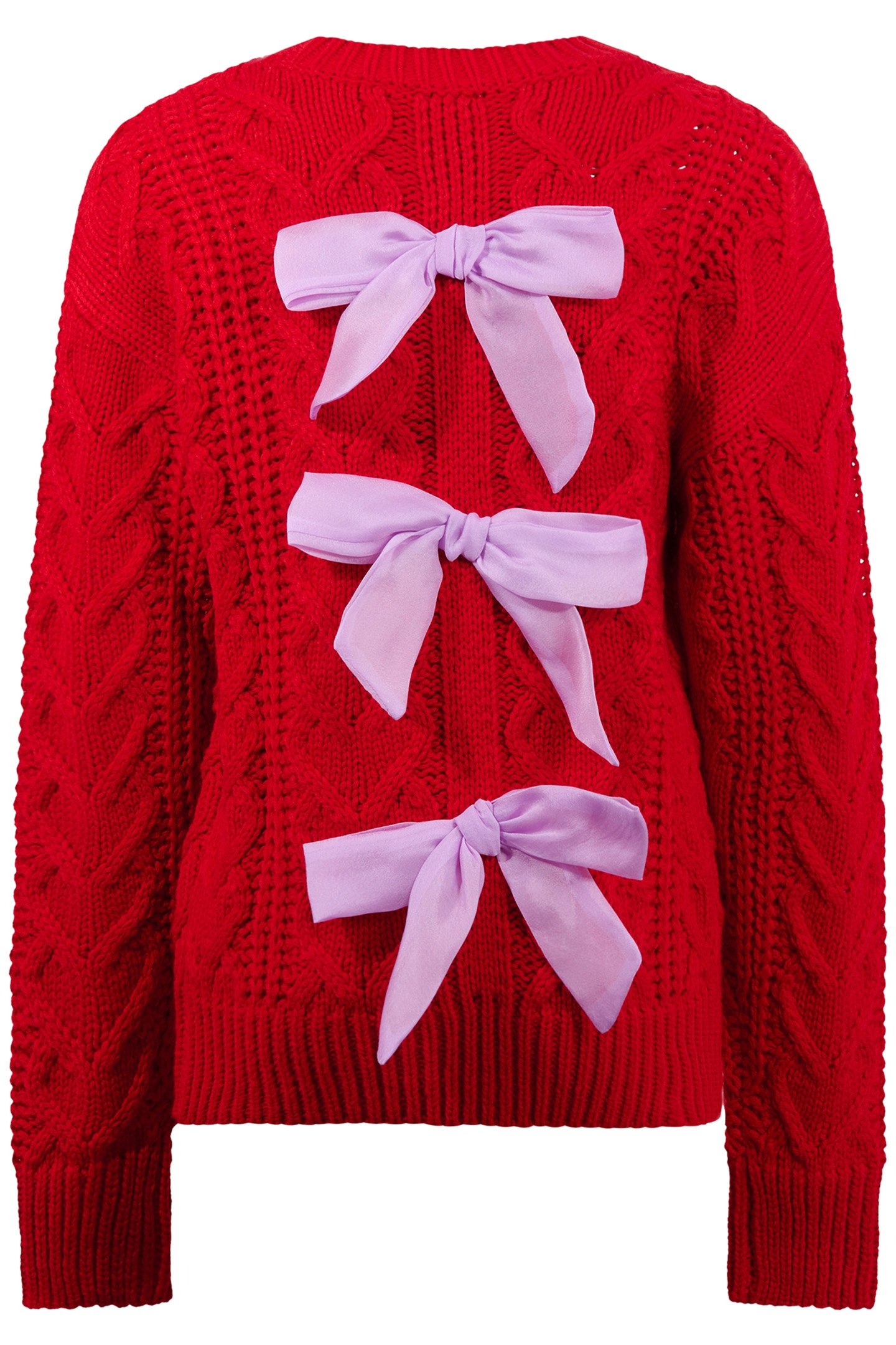 GIRLS SBCABLE BOW KNIT RED 5