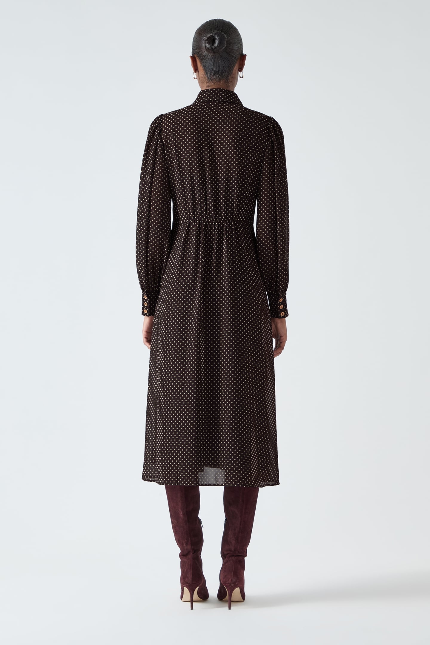 DR CODY POLKA DOT DRESS BROWN 2