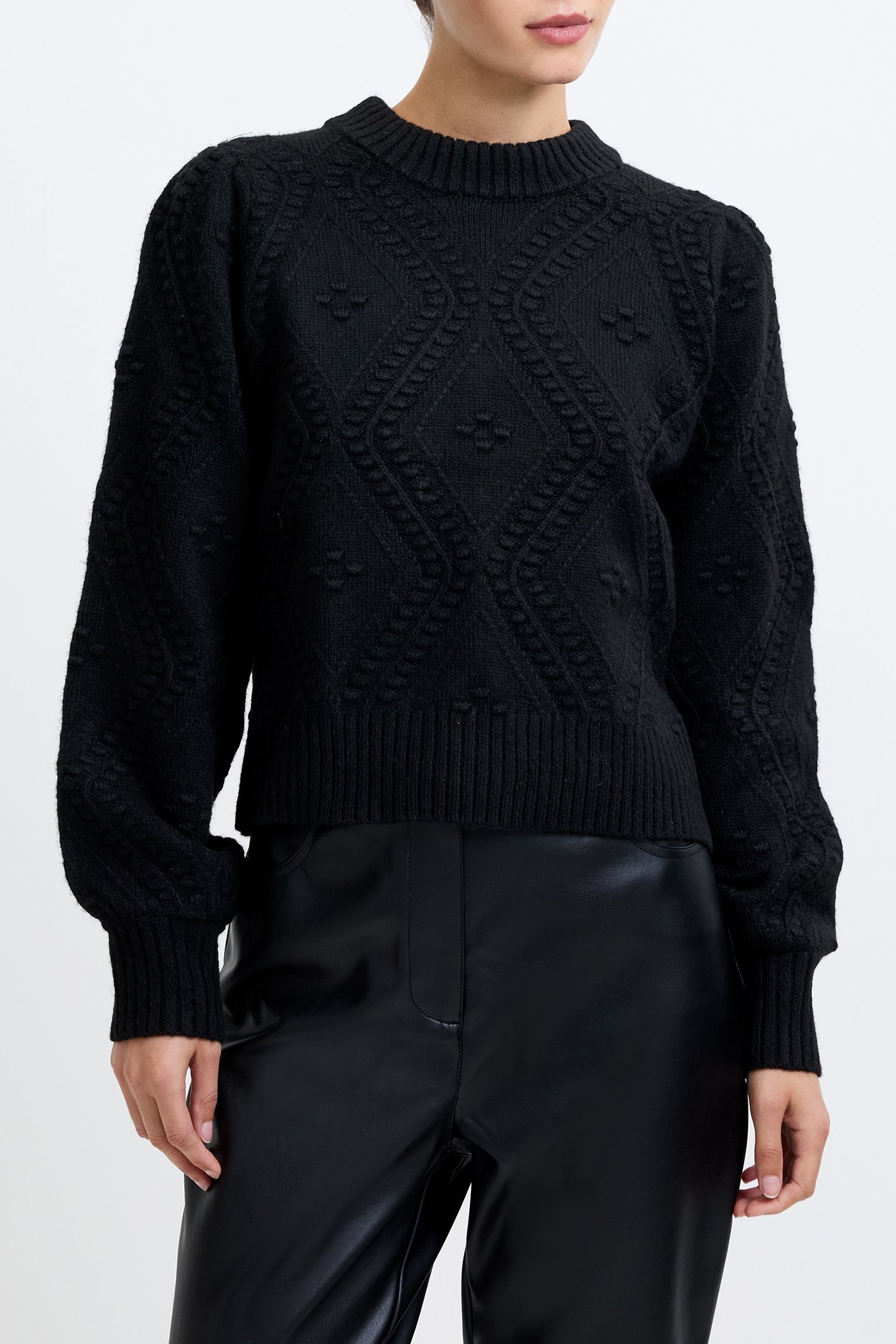 BOBBLE BOW JUMPER BLACKOUT/WHITE BOW 1