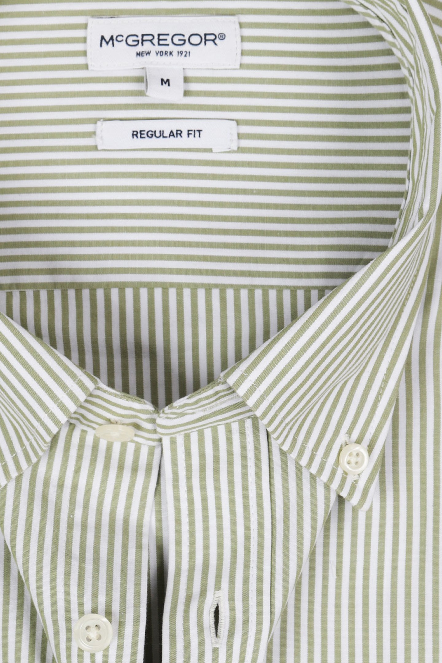 POPLIN STRIPE PEACHED SHIRT MOSS GREEN 8