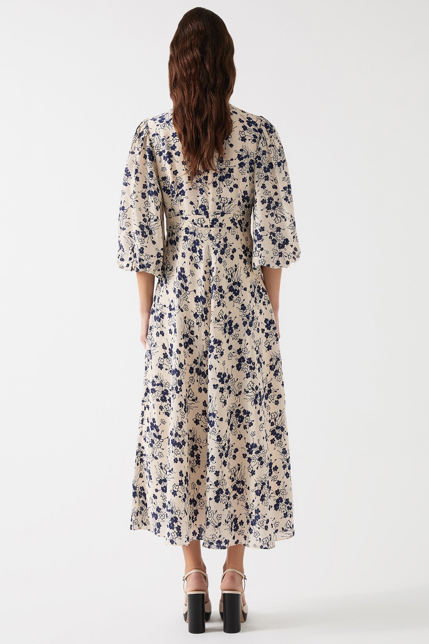 DR LOIS FULL SLEEVE DRESS CREAM/BLUE 3